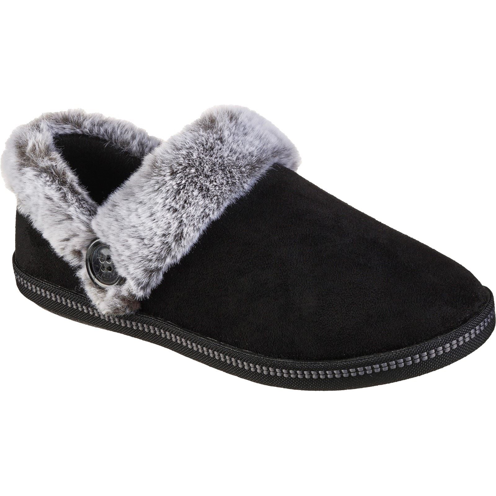 Skechers Cozy Campfire Fresh Toast Chaussons Noirs En Textile Pour Femme