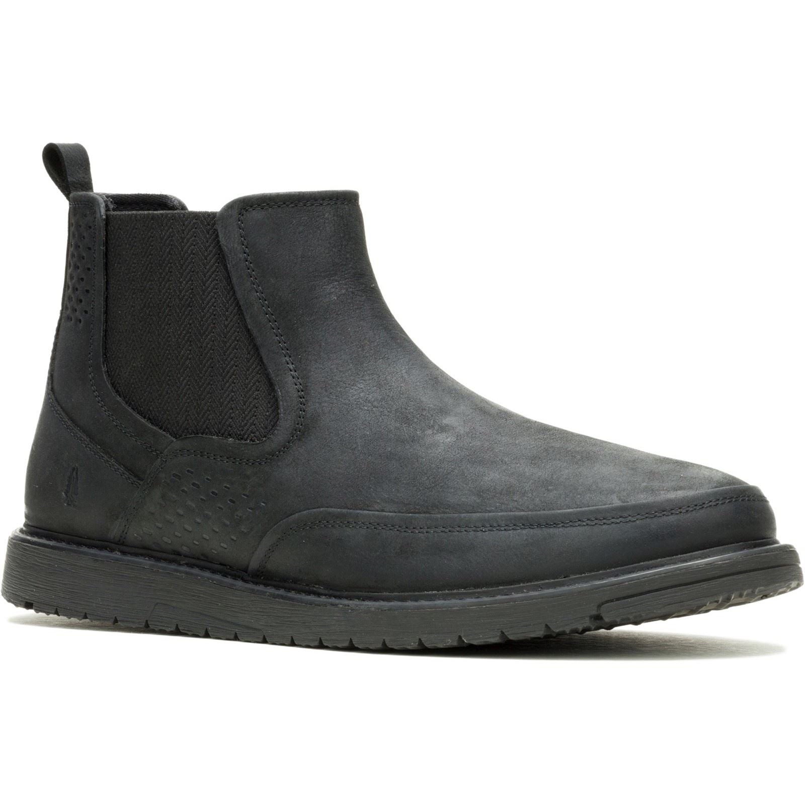 Hush Puppies Jenson Bottes En Cuir Noires Pour Hommes