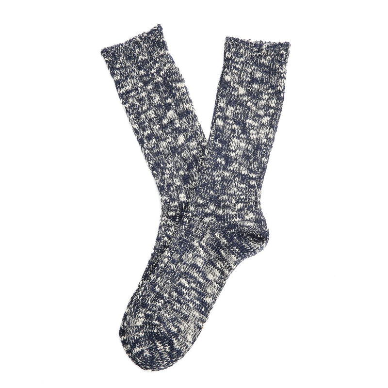 Anonymous Ism Classic Slub Crew Chaussettes Pour Hommes Bleu Hautes Jusqu'Au Mollet