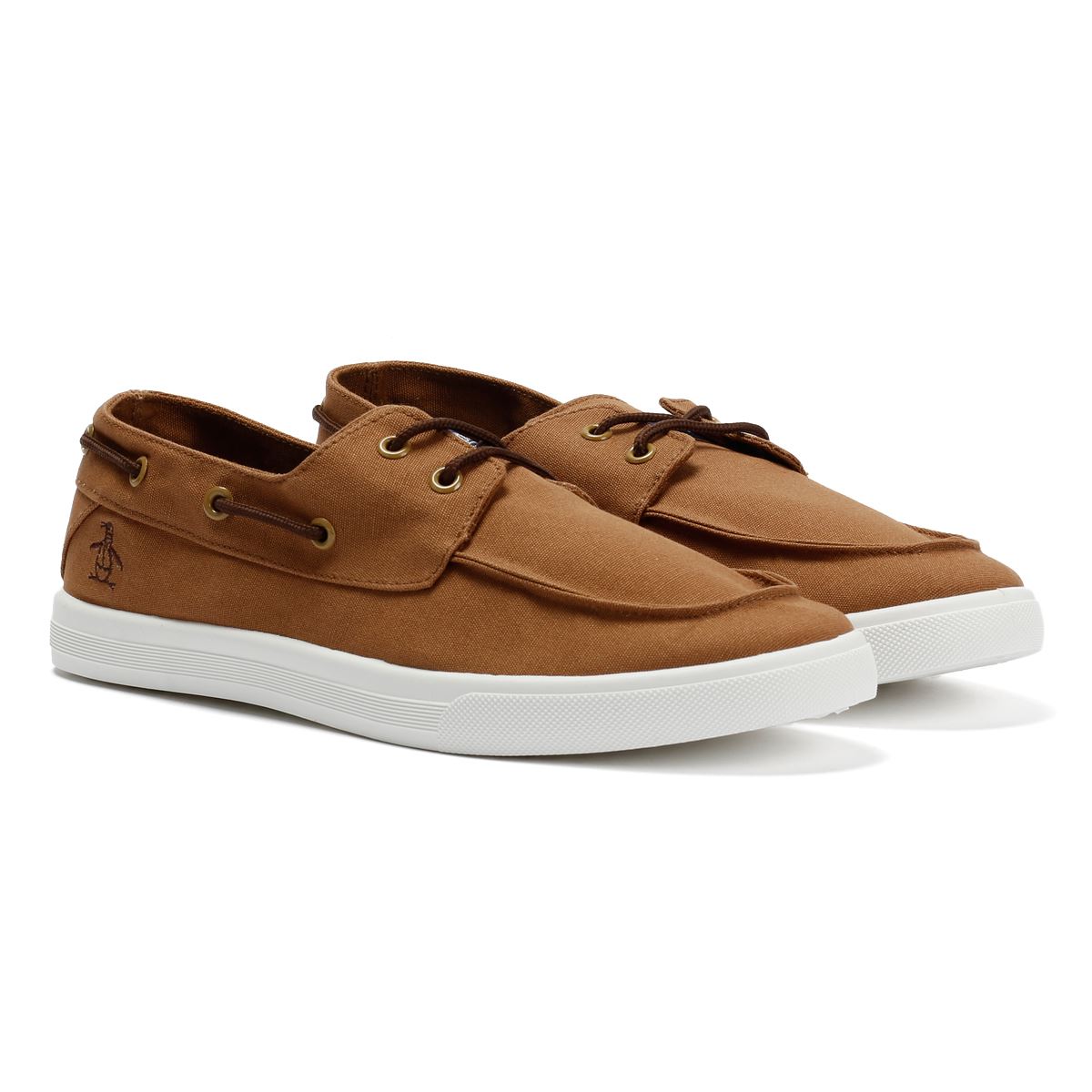 Penguin Sailor Chaussures À Lacets Marron En Toile Pour Hommes