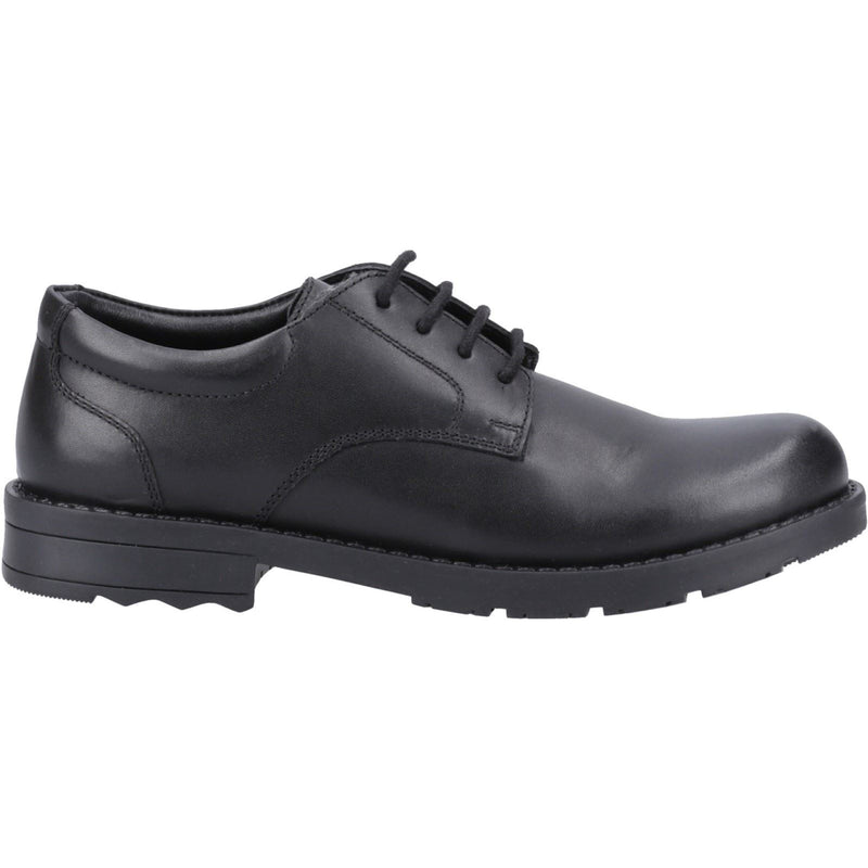 Hush Puppies Bruno Senior Chaussures Derby Noires En Cuir Pour Garçons