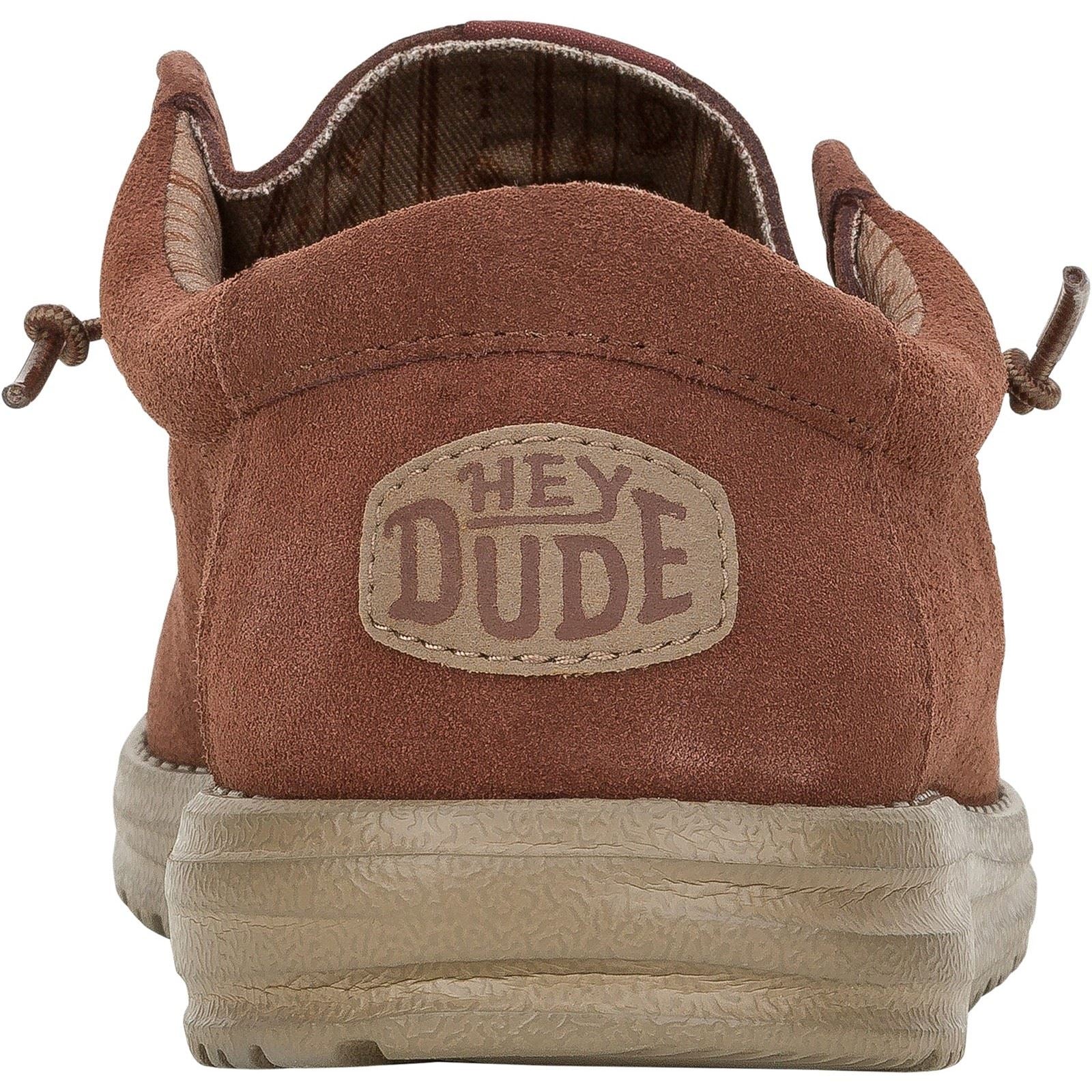 HEYDUDE Wally Suede Chaussures Bateau Pour Hommes En Cuir Suédé Marron Foncé