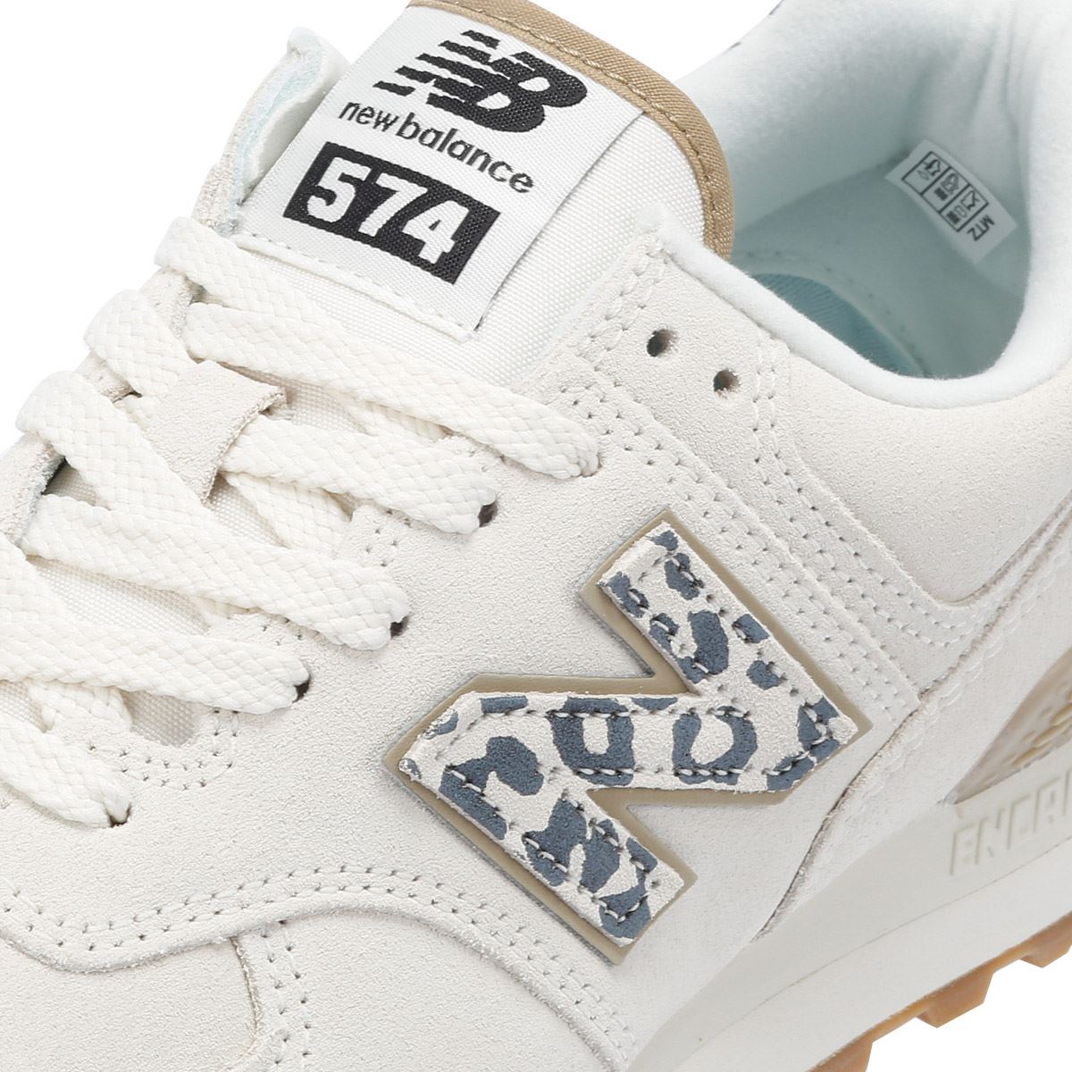 New Balance 574 Baskets pour femmes en daim sel de mer/léopard