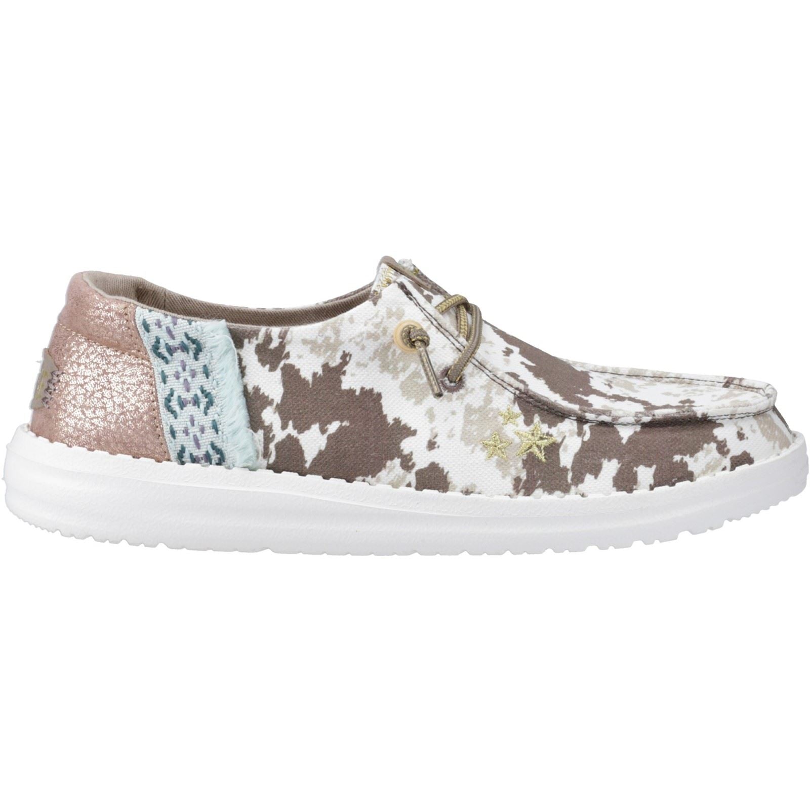 HEYDUDE Wendy Disco Cow Mocassins Beiges En Coton Pour Femmes