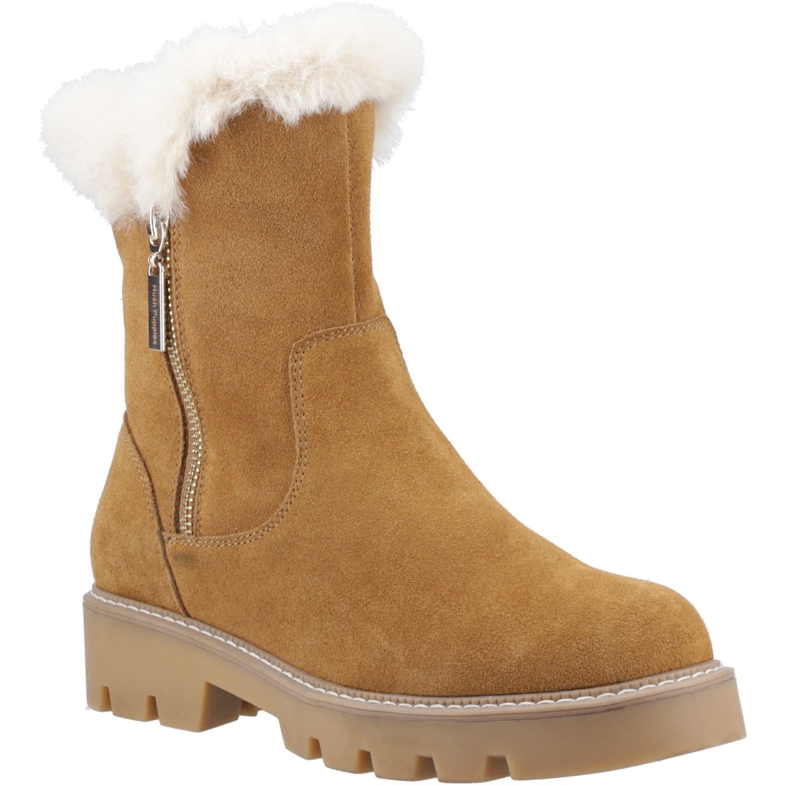 Hush Puppies Ambre Femmes Suédoises Bottes D'hiver Mi-mollet En Daim Tan