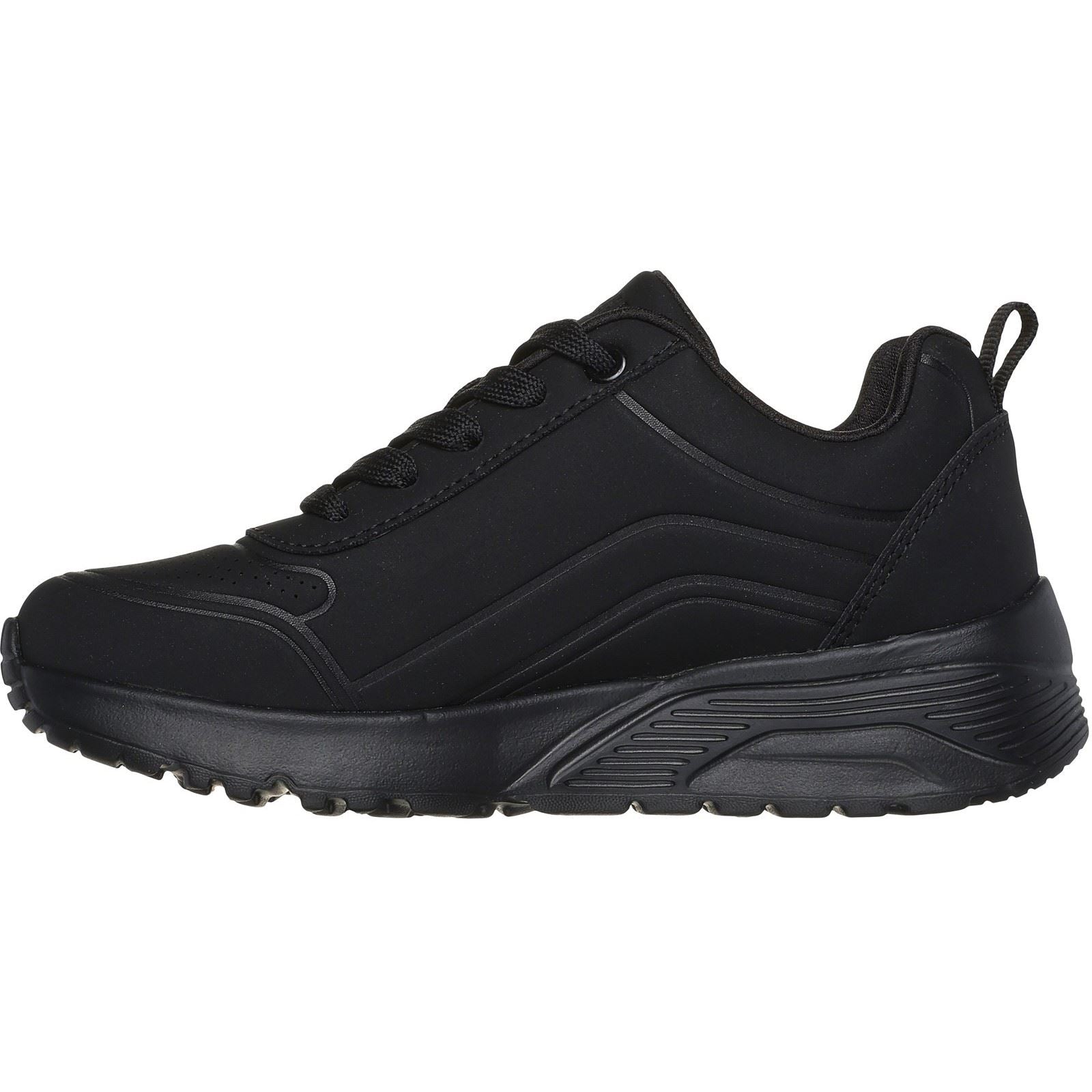 Skechers Uno Lite Easy Zip Chaussures De Sport Noires Pour Filles En Polyuréthane