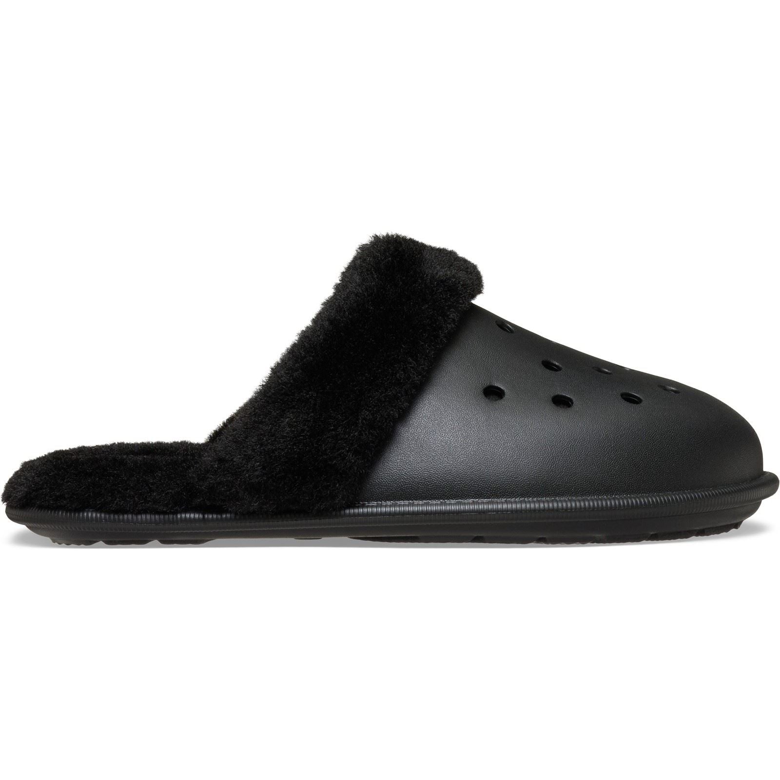 Crocs Classic Fuzz Scuff Sabots Noirs En Thermoplastique
