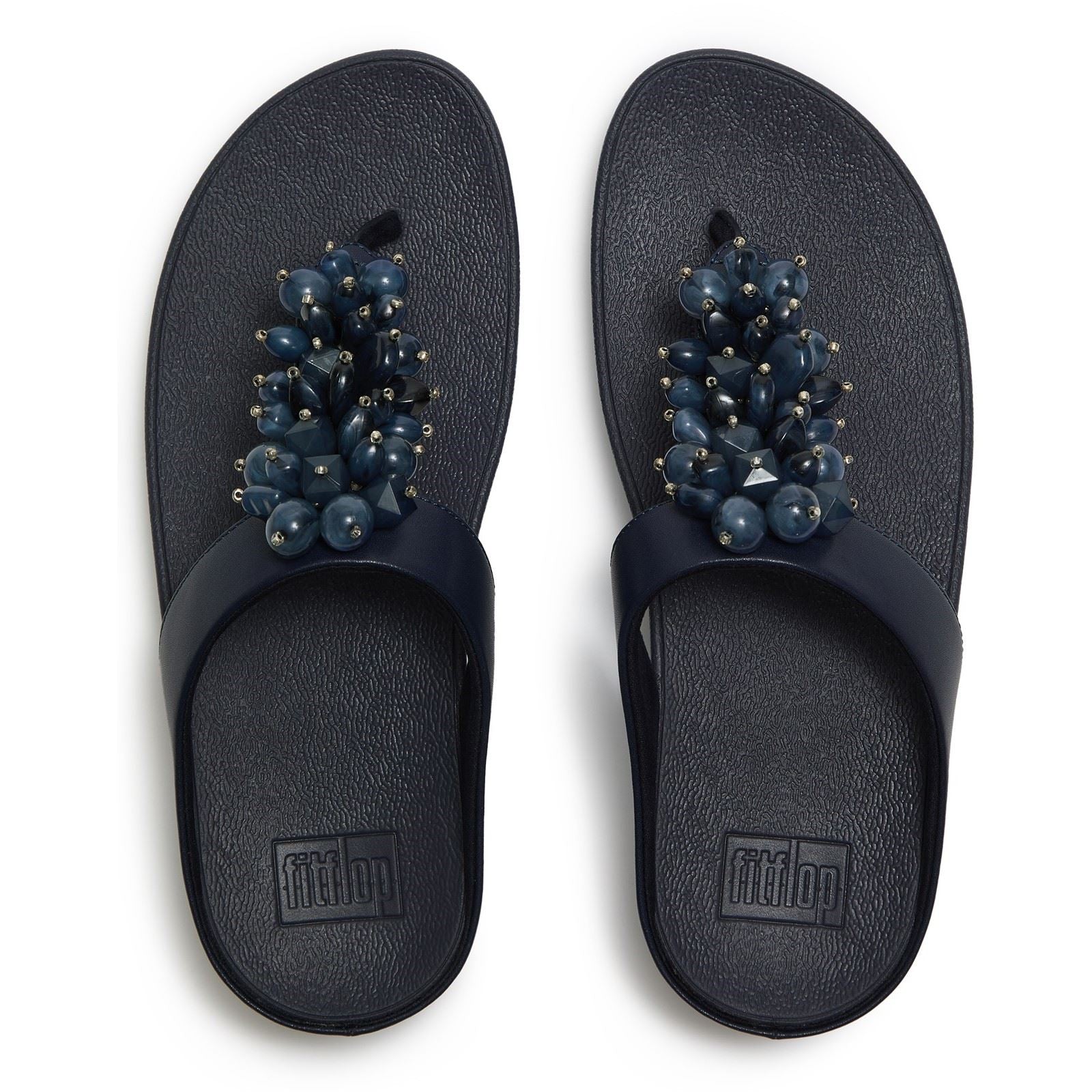 Fitflop Fino Toe-Post Sandales Femmes En Polyuréthane Bleu Nuit