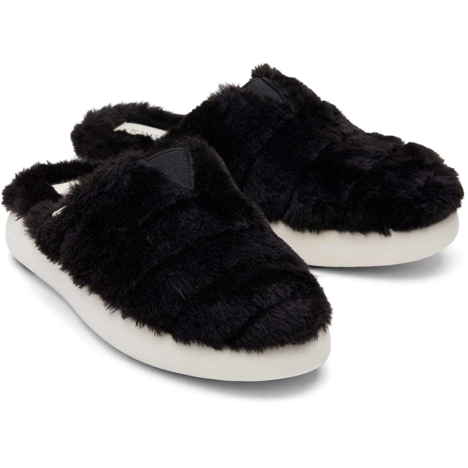 TOMS Alpargata Mallow Mules Noires En Fausse Fourrure Pour Femmes En Polyester
