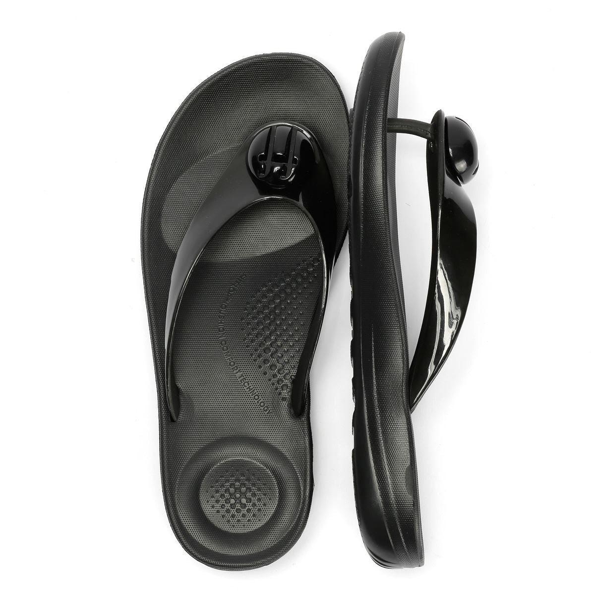 FitFlop Iqushion Glossy Button Sandales Érivées Noires Pour Femmes