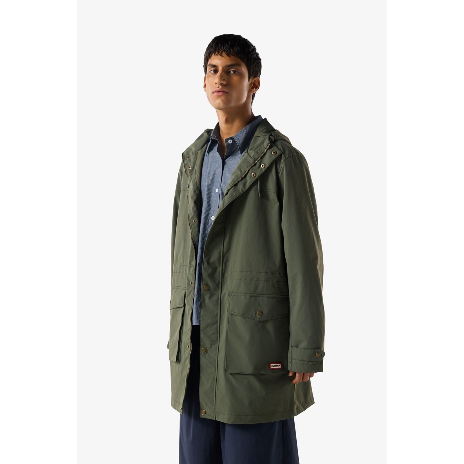 Hunter Lightweight Waterproof Parka De Pluie Verte Pour Homme