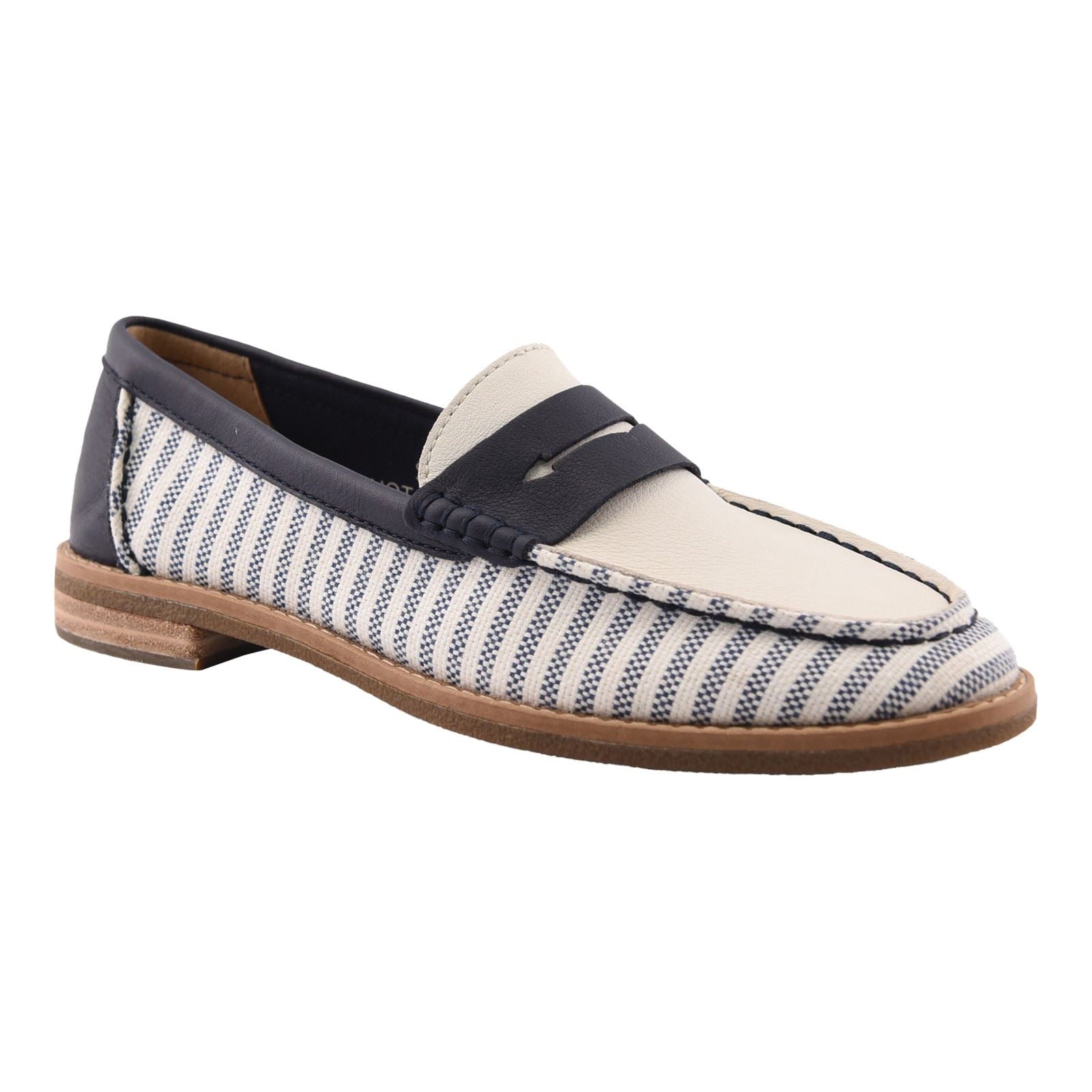 Sperry Port Driving Mocassins Femme Blanc/Marin En Textile