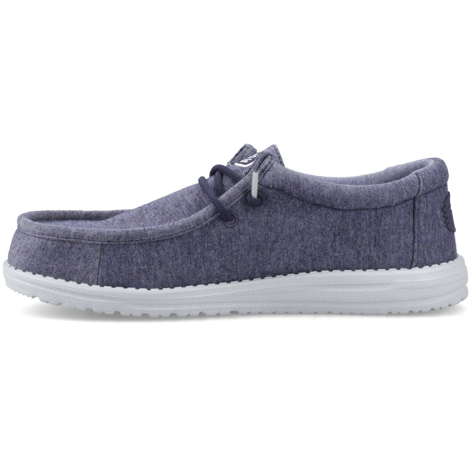 HEYDUDE Wally Stretch Jersey Chaussures Mocassins En Coton Pour Hommes Bleu Marine