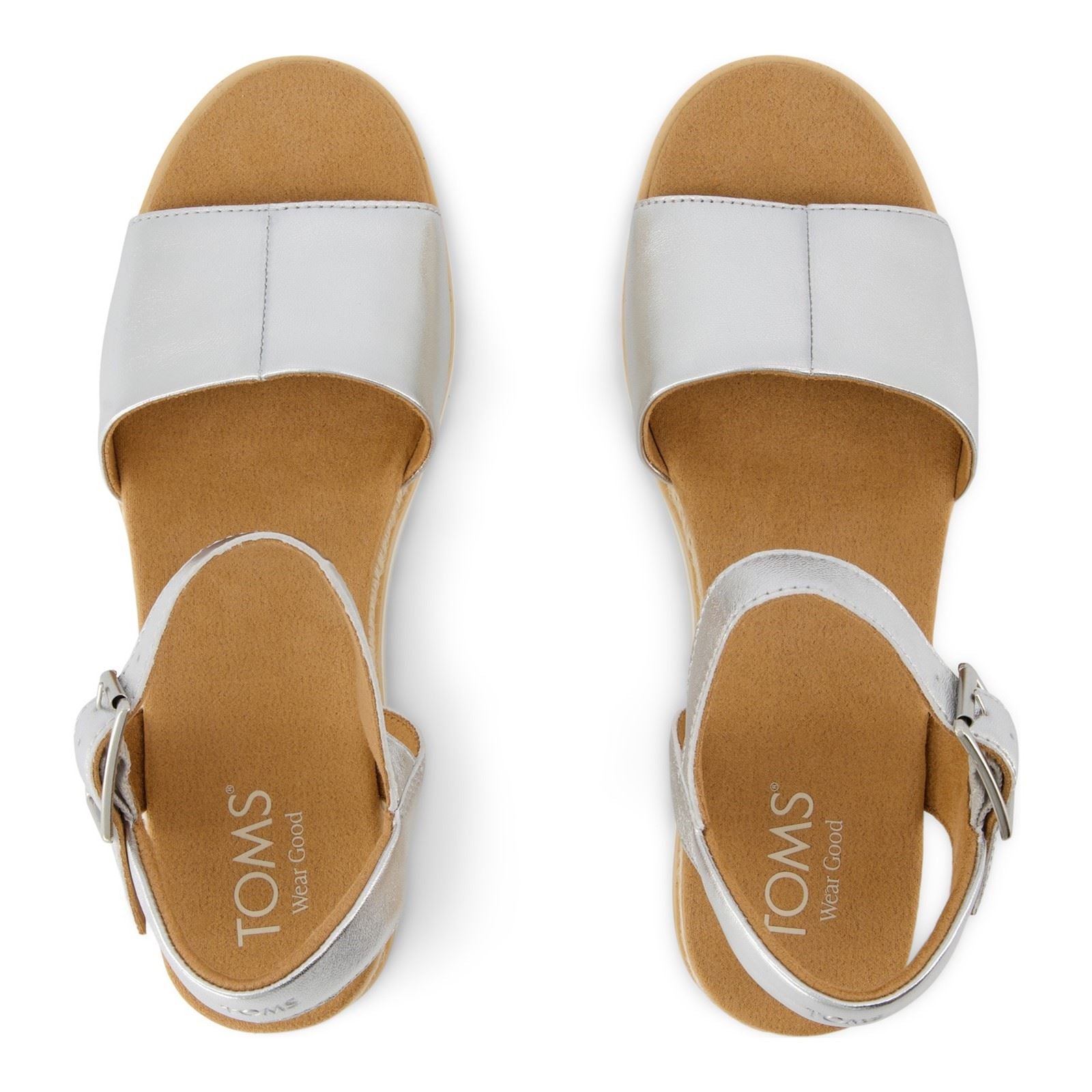 TOMS Diana Escarpins Compensés En Cuir Pour Femmes Couleur Argent