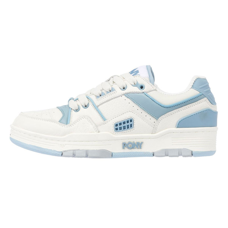 Pony M_100 Low Des Baskets Blanches/Bleues Ciel En Cuir