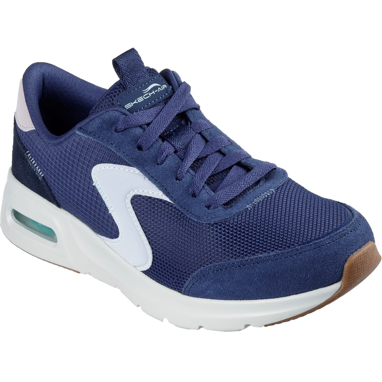 Skechers Skech-Air Court Air Wave Baskets En Cuir Pour Femmes, Bleu Marine/Multicolore