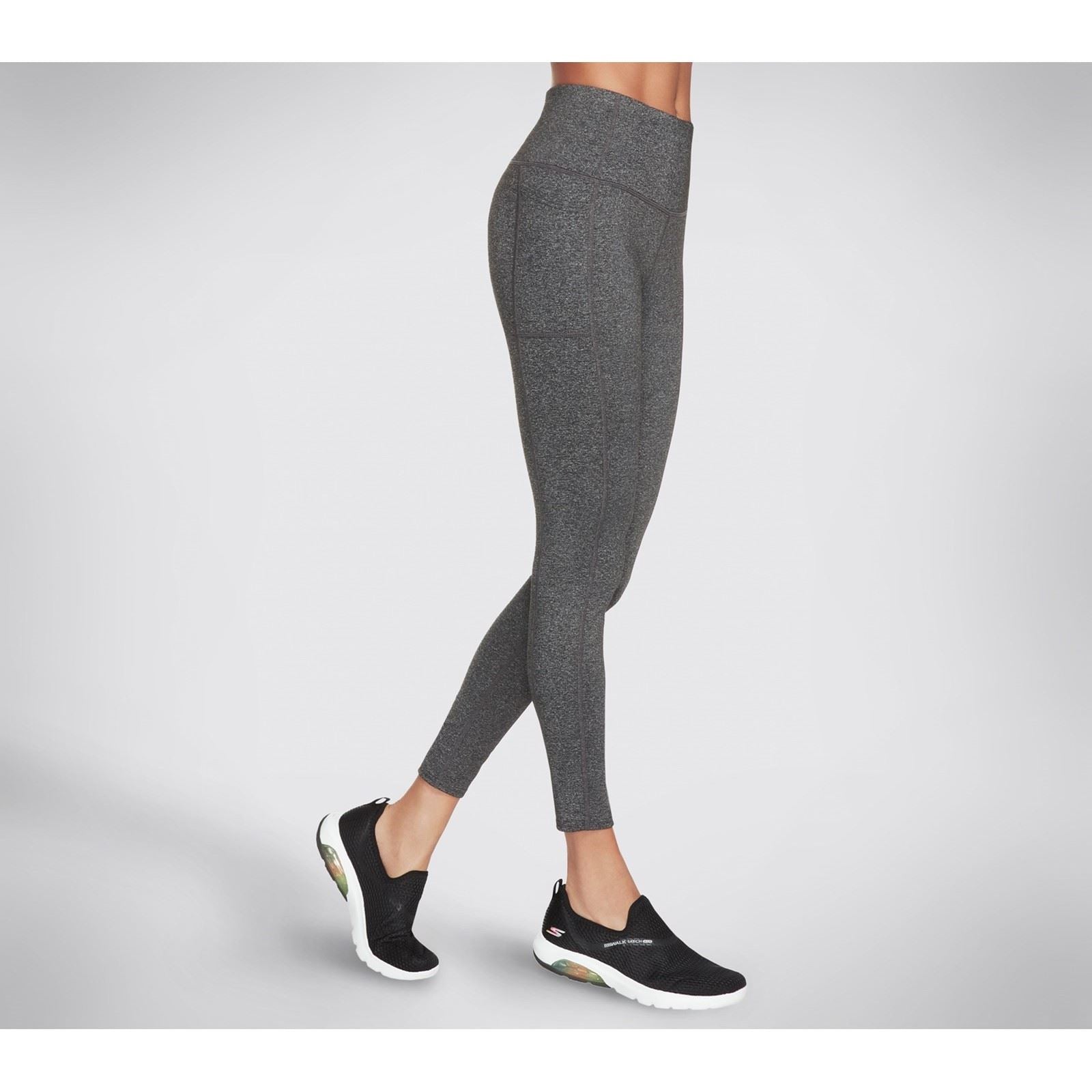 Skechers Performance GOWALK Wear High Waisted Leggings De Sport Grises En Nylon Pour Femmes