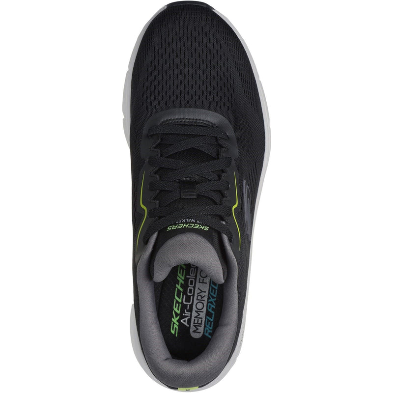 Skechers D'Lux Walker 2.0 Baskets Pour Hommes En Synthétique Noir Et Vert Citron