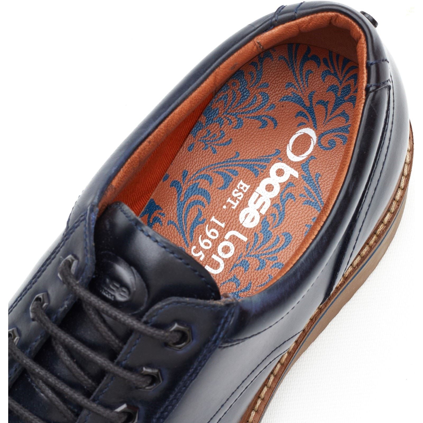 Base London Langdon Chaussures De Bateau Pour Hommes En Cuir Navy