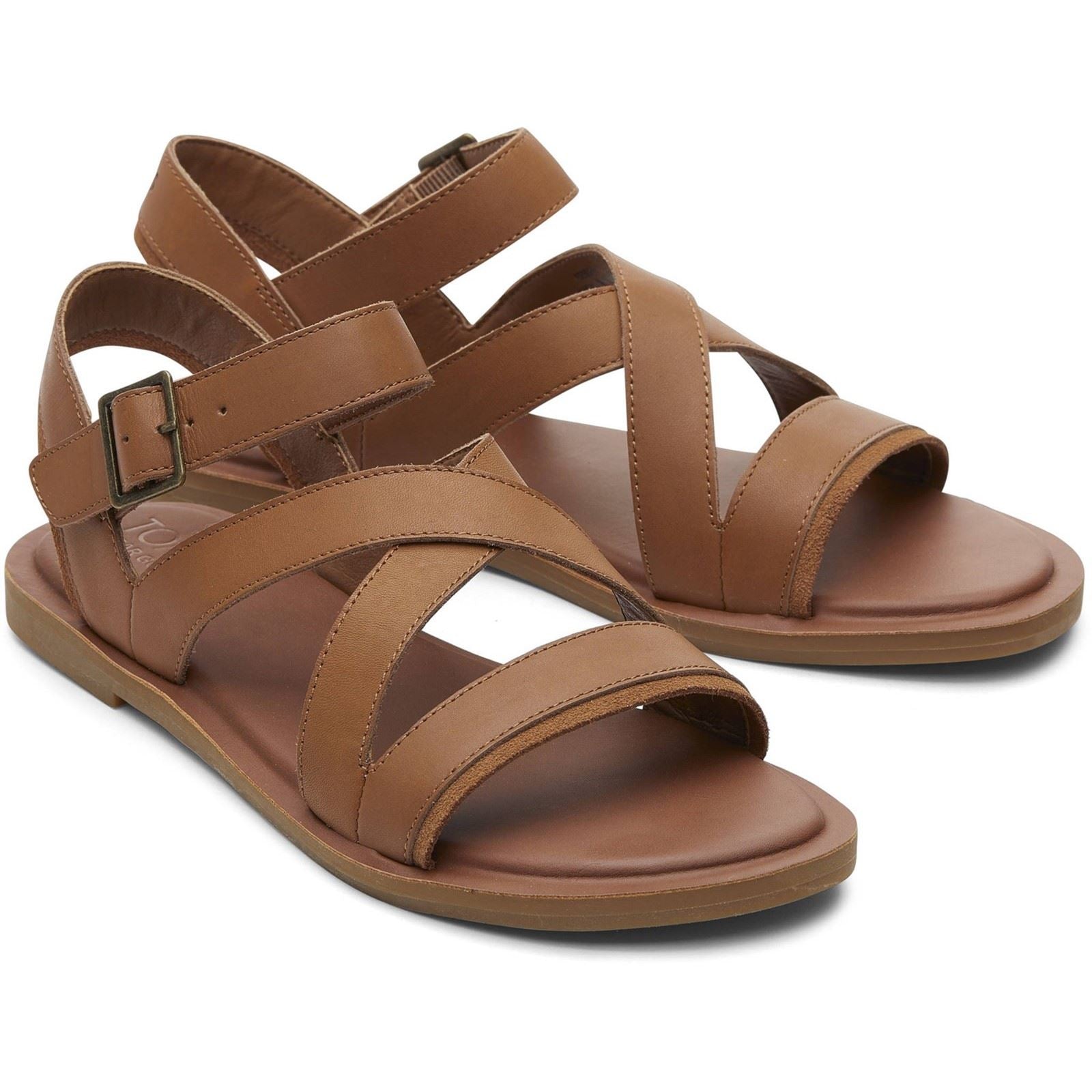 TOMS Sloane Sandales Compensées En Cuir Pour Femmes Tan