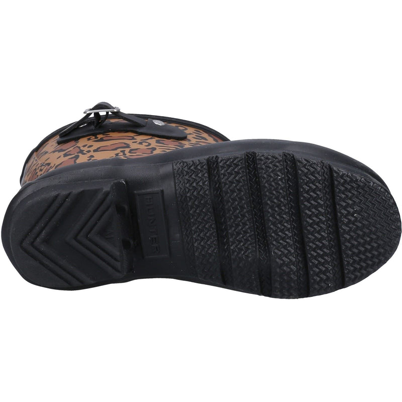 Hunter Original Short Leopard Print Bottes De Pluie Pour Femmes En Caoutchouc Couleur Tan/saddle/Noir