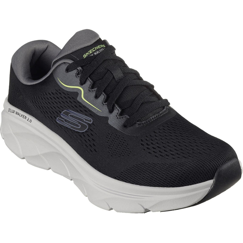 Skechers D'Lux Walker 2.0 Baskets Pour Hommes En Synthétique Noir Et Vert Citron