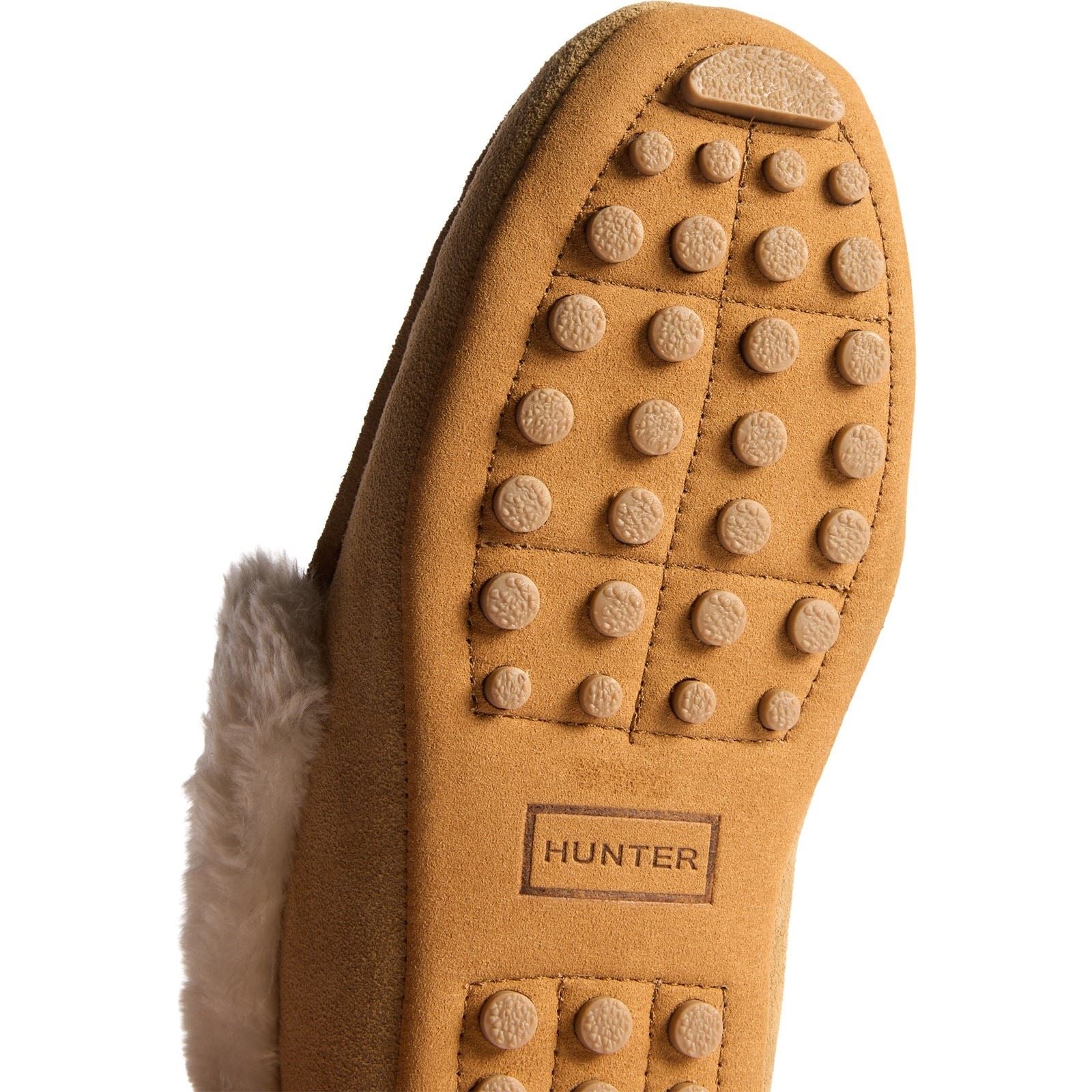 Hunter Womens Moccasin Sherpa Chaussons En Suède Pour Femmes Biscuit