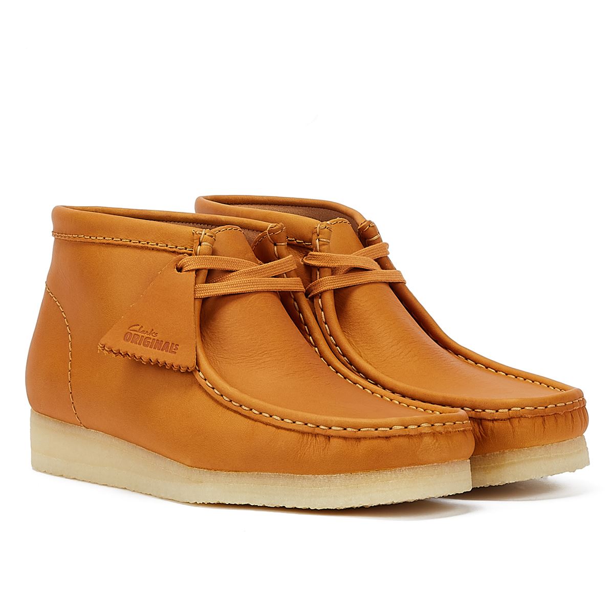 Clarks Originals Bottes Pour Hommes En Cuir Décontractées Wallabee Mid Couleur Tan.