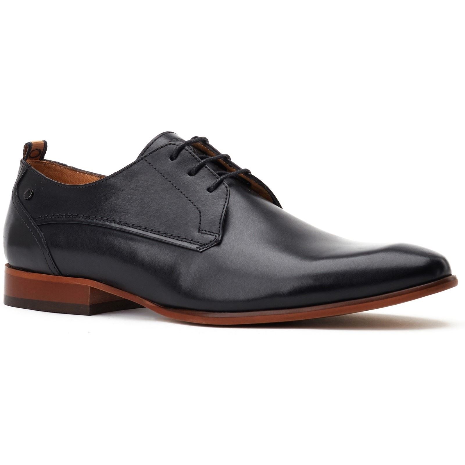 Base London Gambino Excel Chaussures En Cuir Noir À Lacets Pour Hommes