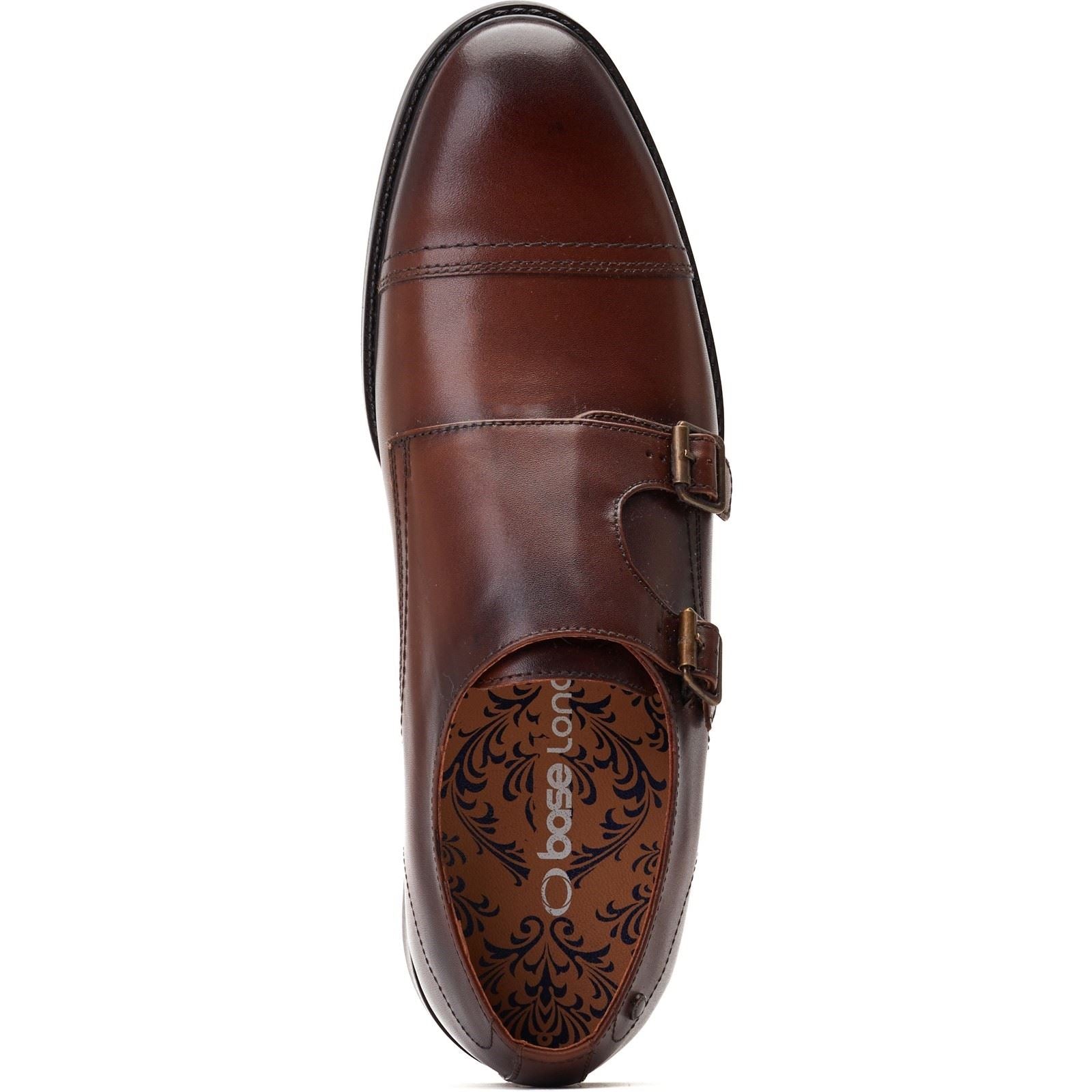 Base London Diablo Chaussures De Moine Double Pour Hommes En Cuir Marron