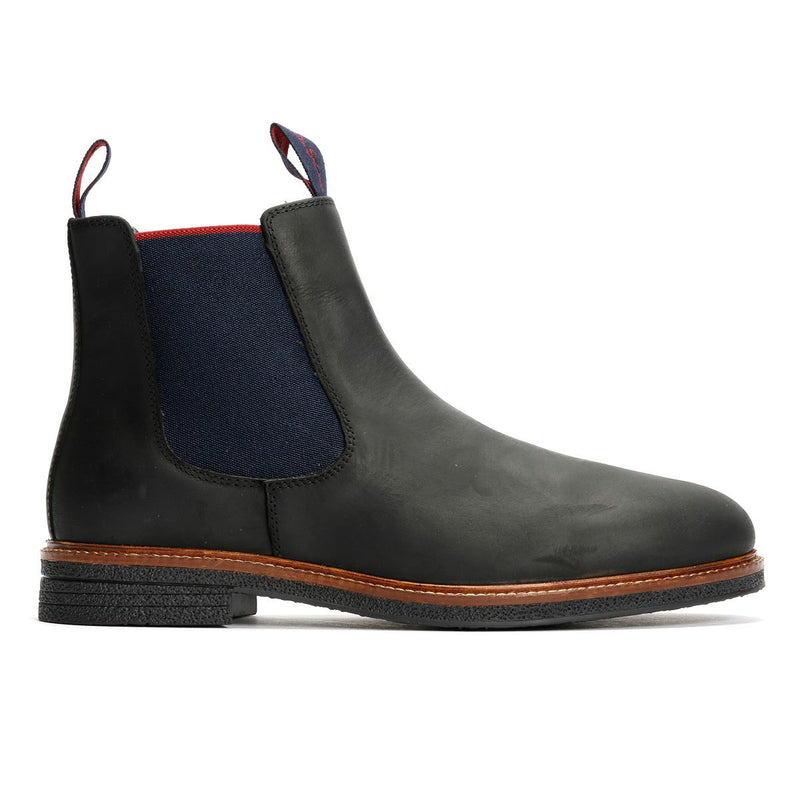 Ben Sherman Walker Chelsea Bottes Noires En Cuir Pour Hommes