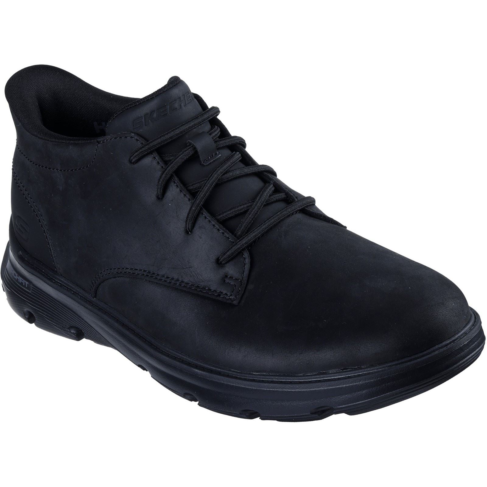 Skechers Arch Fit Garza Ridley Bottes Noires Pour Hommes En Cuir À La Cheville