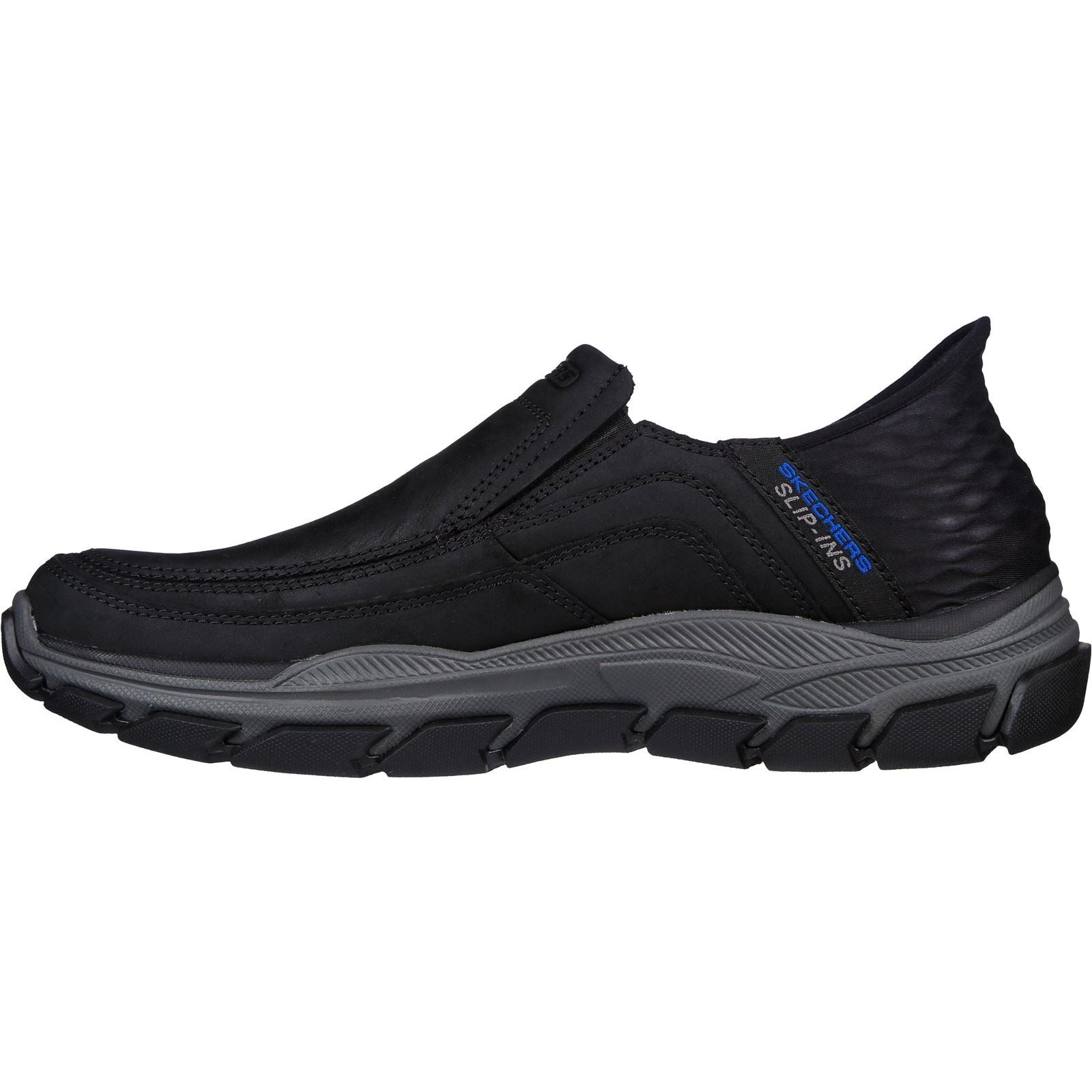 Skechers Respected Elgin Chaussures Mocassins Noires En Cuir Pour Hommes