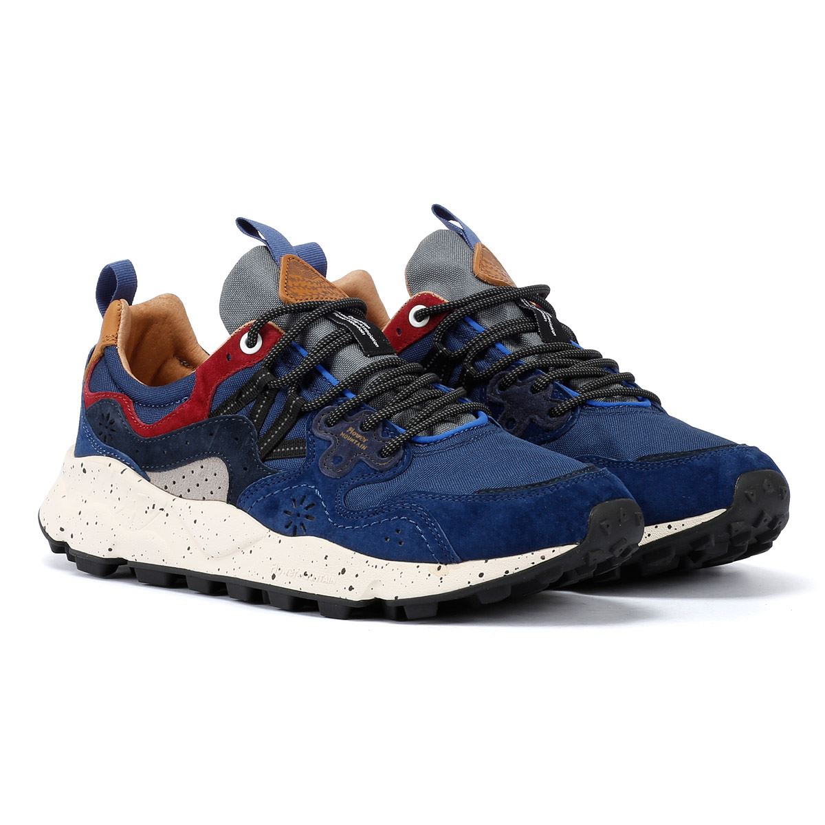 Flower Mountain Yamano 3 Baskets Pour Homme En Daim Couleur Bleu Marine Clair/Orange.