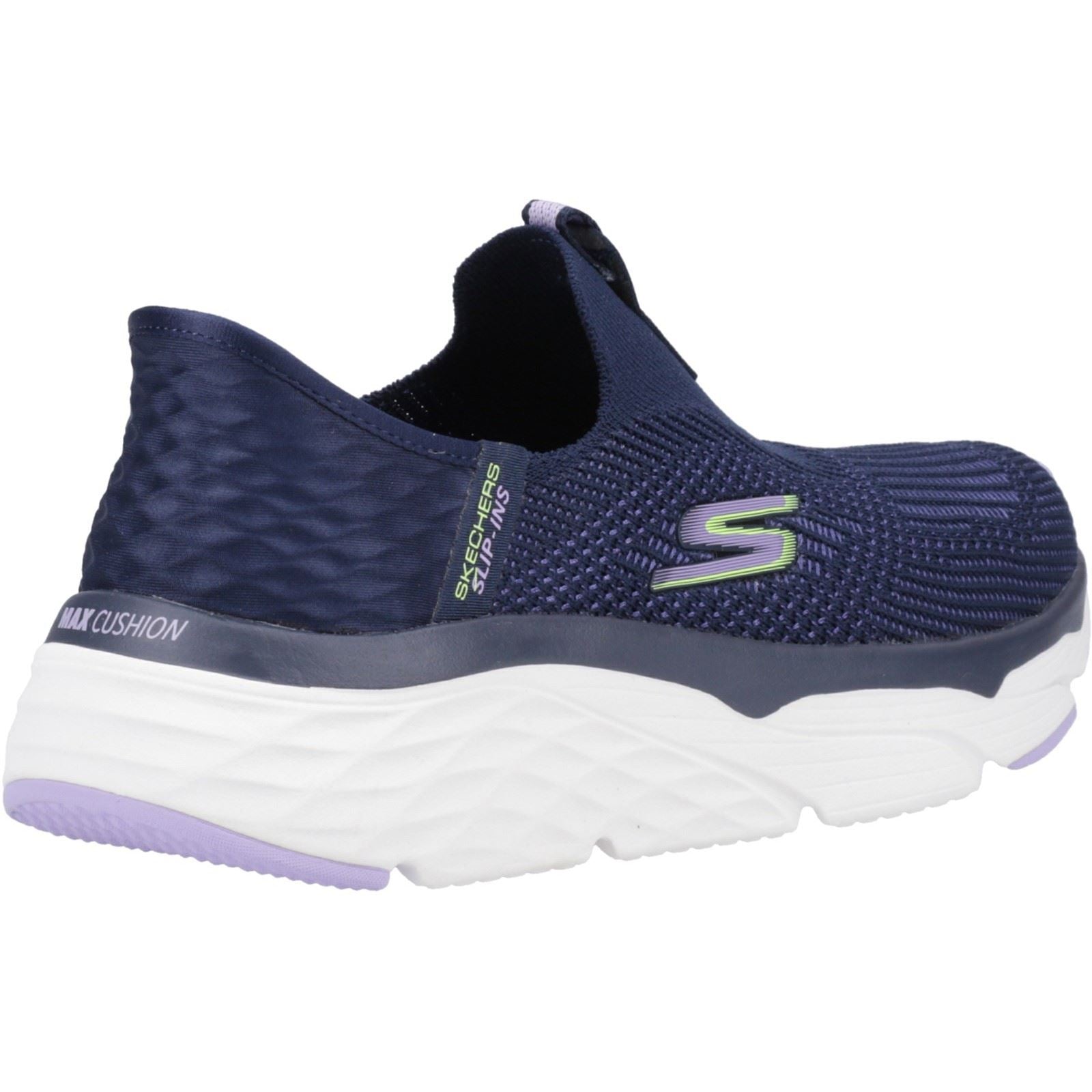 Skechers Max Cushioning Smooth Baskets Femme En Toile Bleu Marine/Lavande