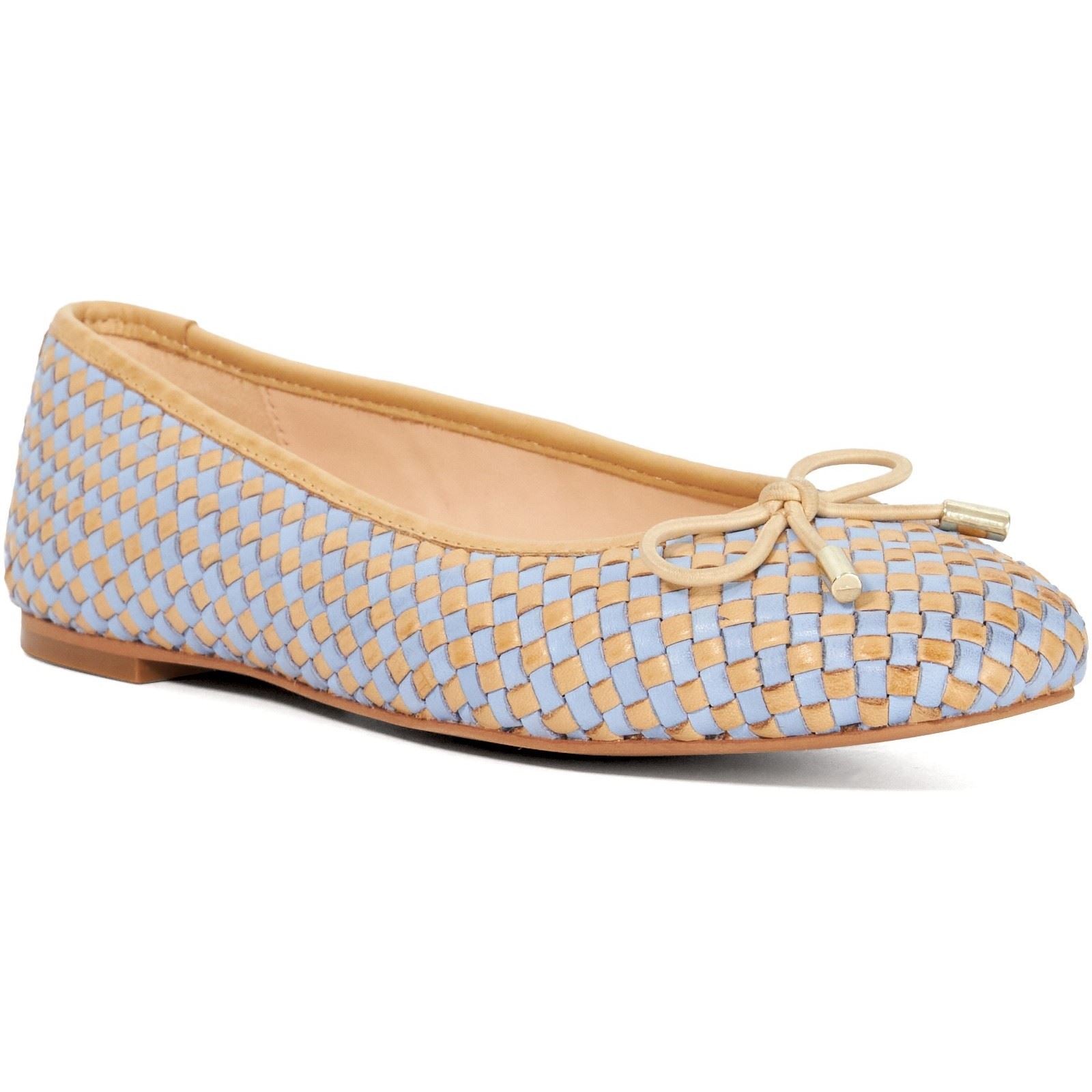 Dune Heights Chaussures Plates Bleues En Cuir Pour Femme