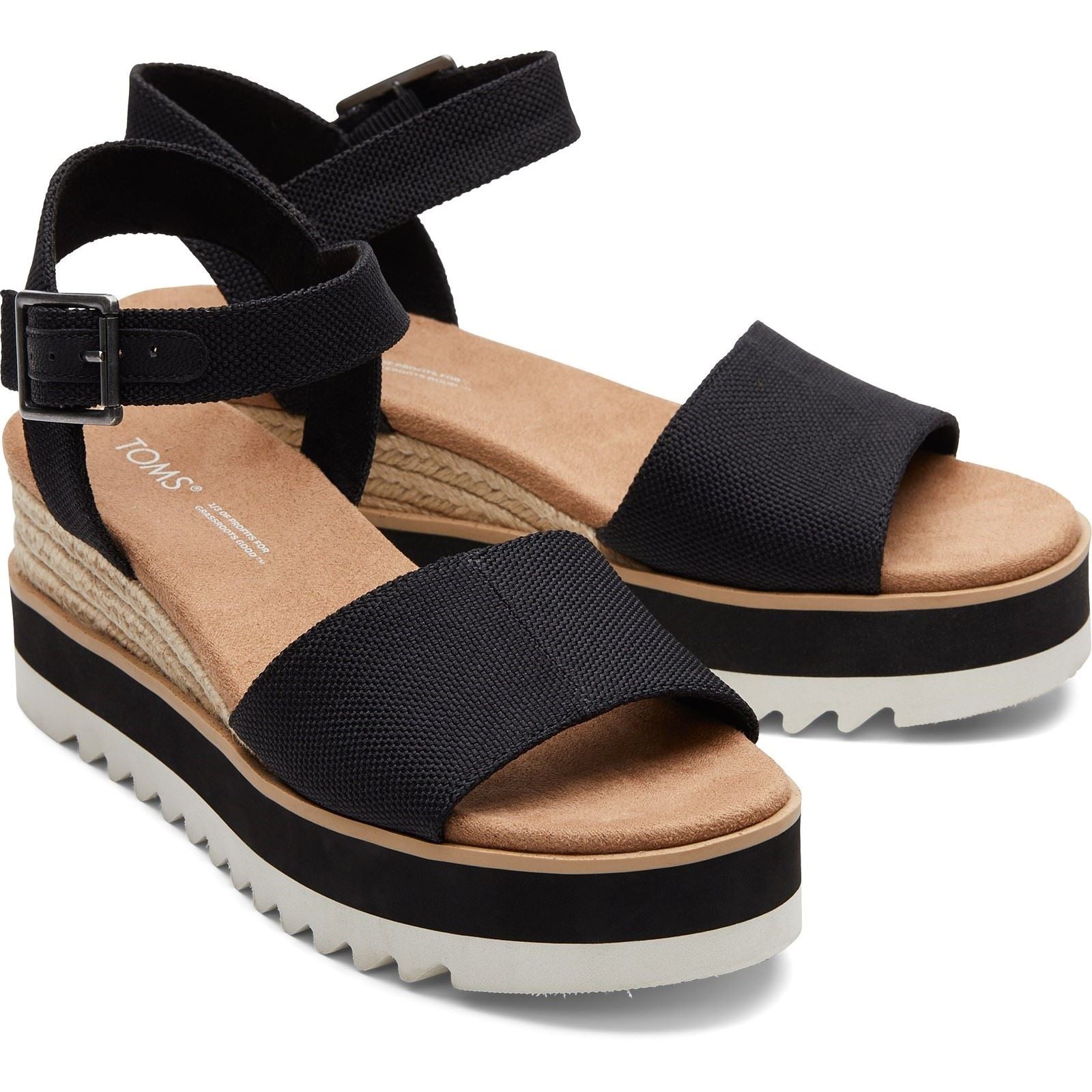 TOMS Diana Compensées Noires Pour Femmes En Synthétique