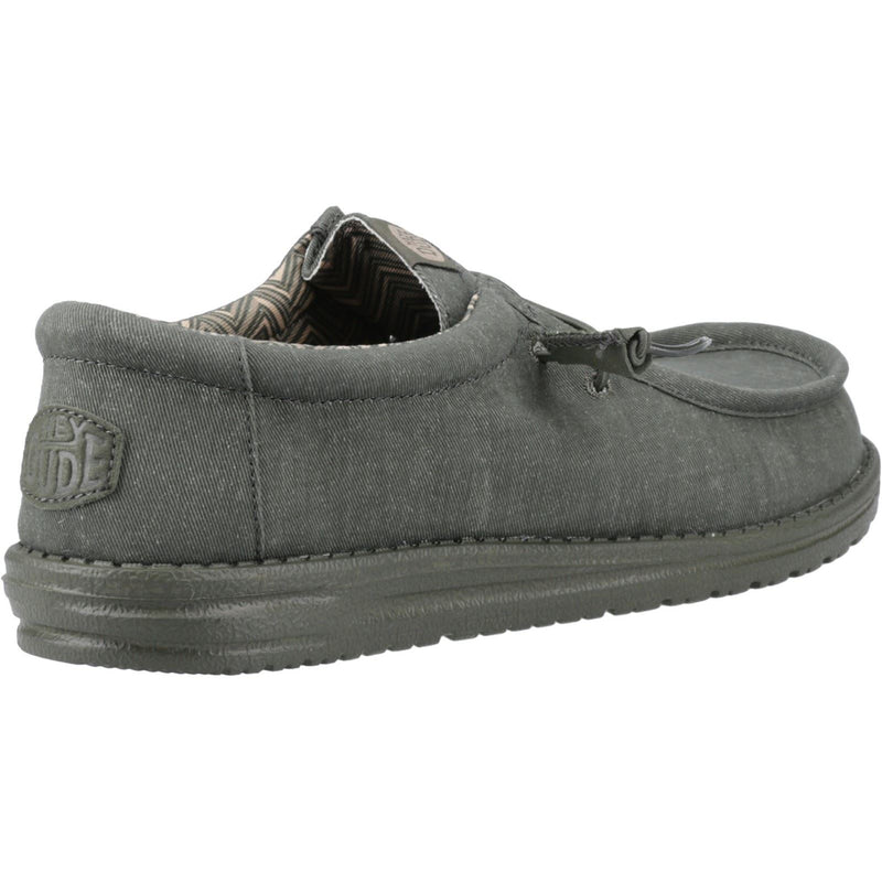 HEYDUDE Wally Stretch Canvas Chaussures Mocassins En Coton Pour Hommes, Vert Foncé