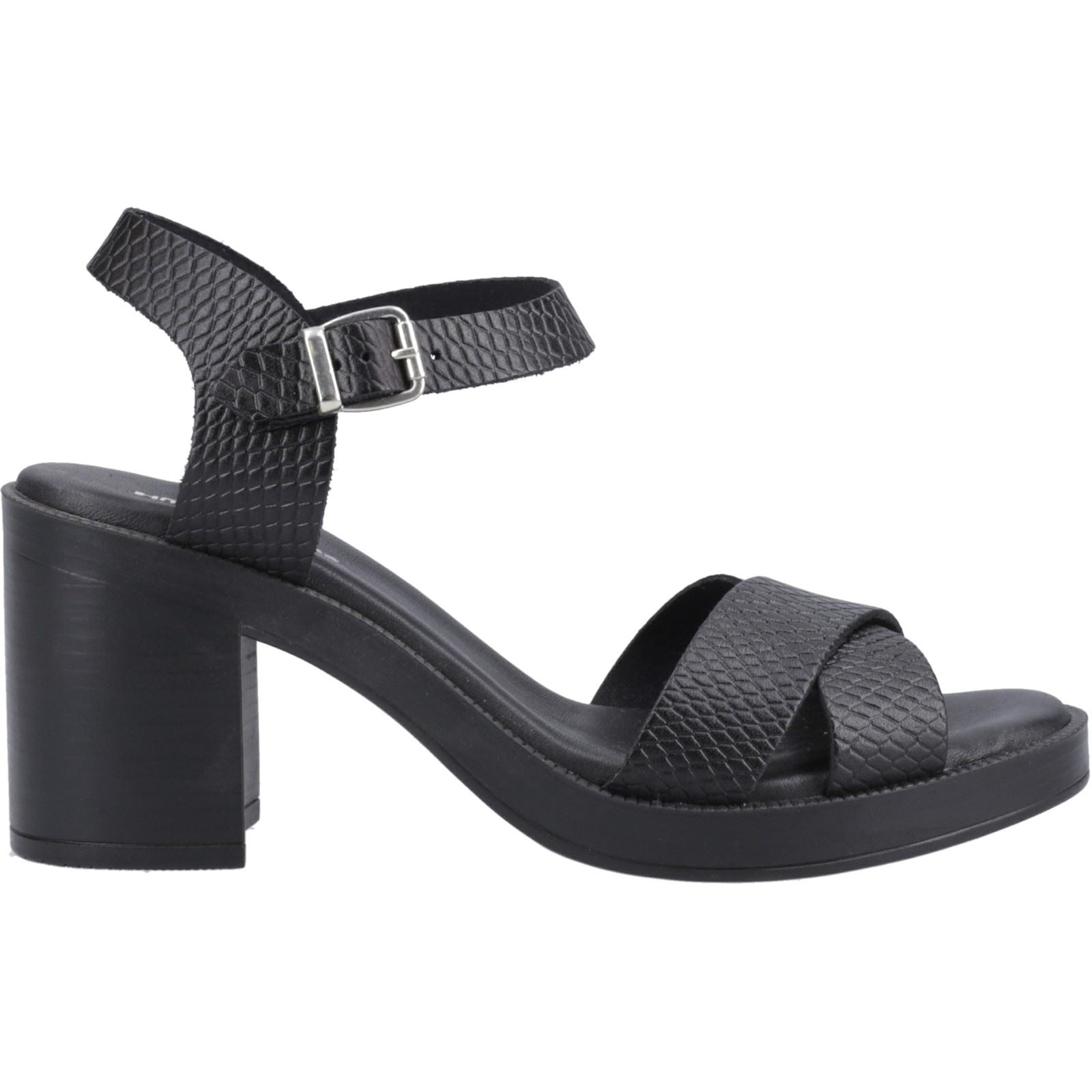 Hush Puppies Georgia Sandales Pour Femmes En Cuir Noir/serpent