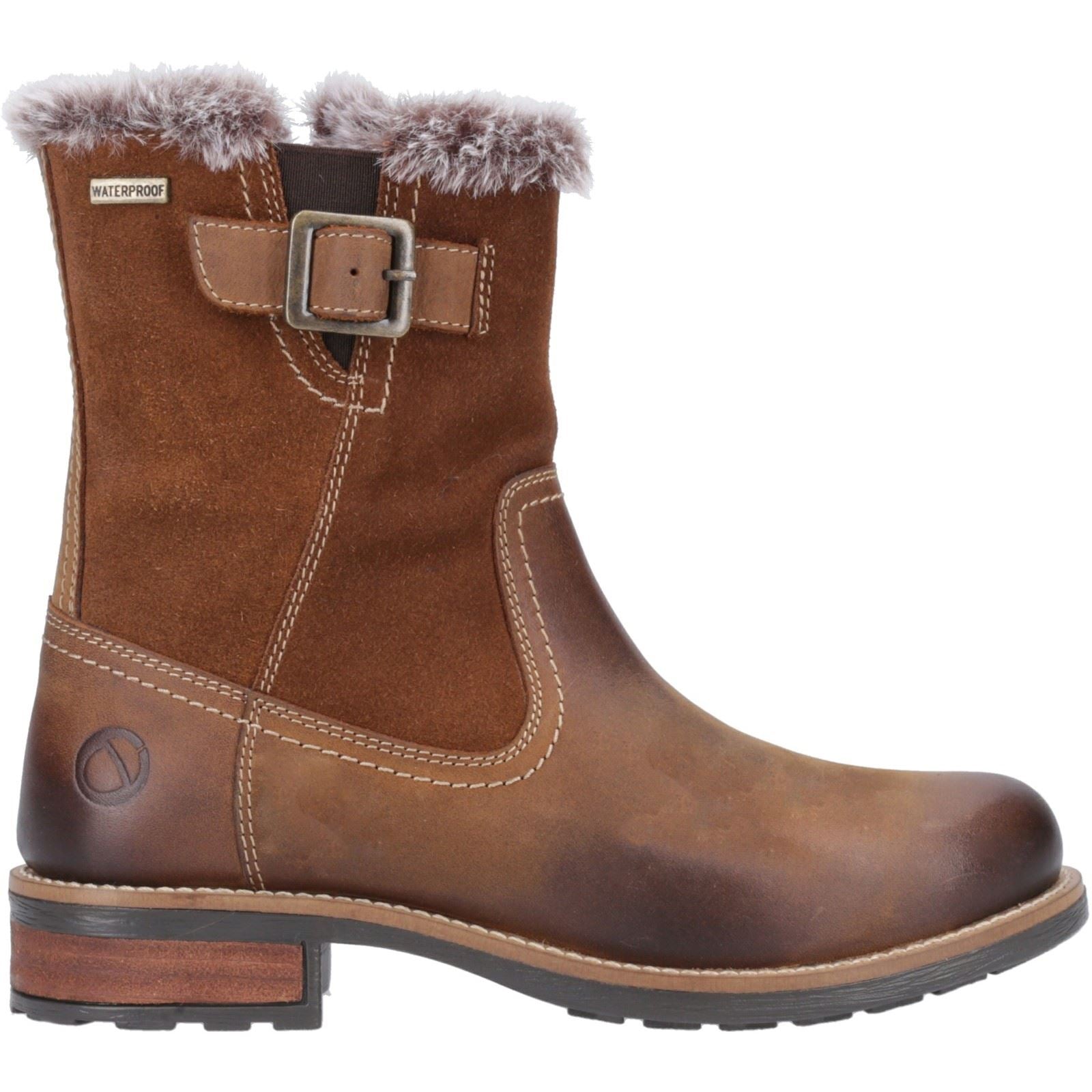 Cotswold Kemerton Bottes D'hiver Mi-mollet Pour Femme En Cuir Couleur Tan