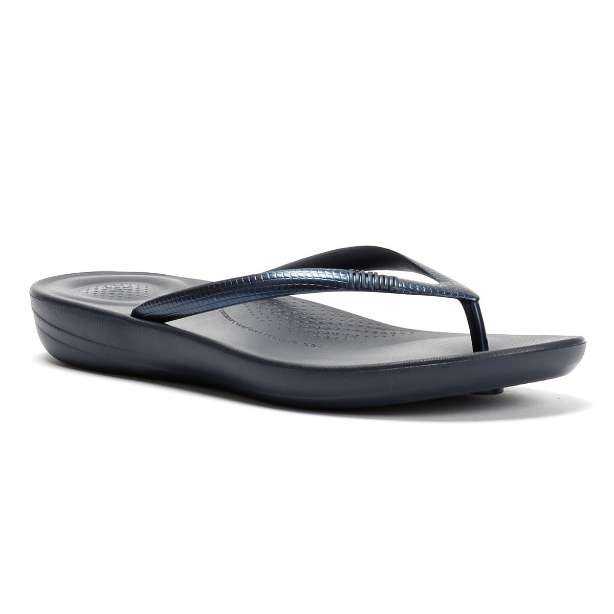 FitFlop Iqushion Ergonomic Tongs En Caoutchouc Bleues Pour Femmes
