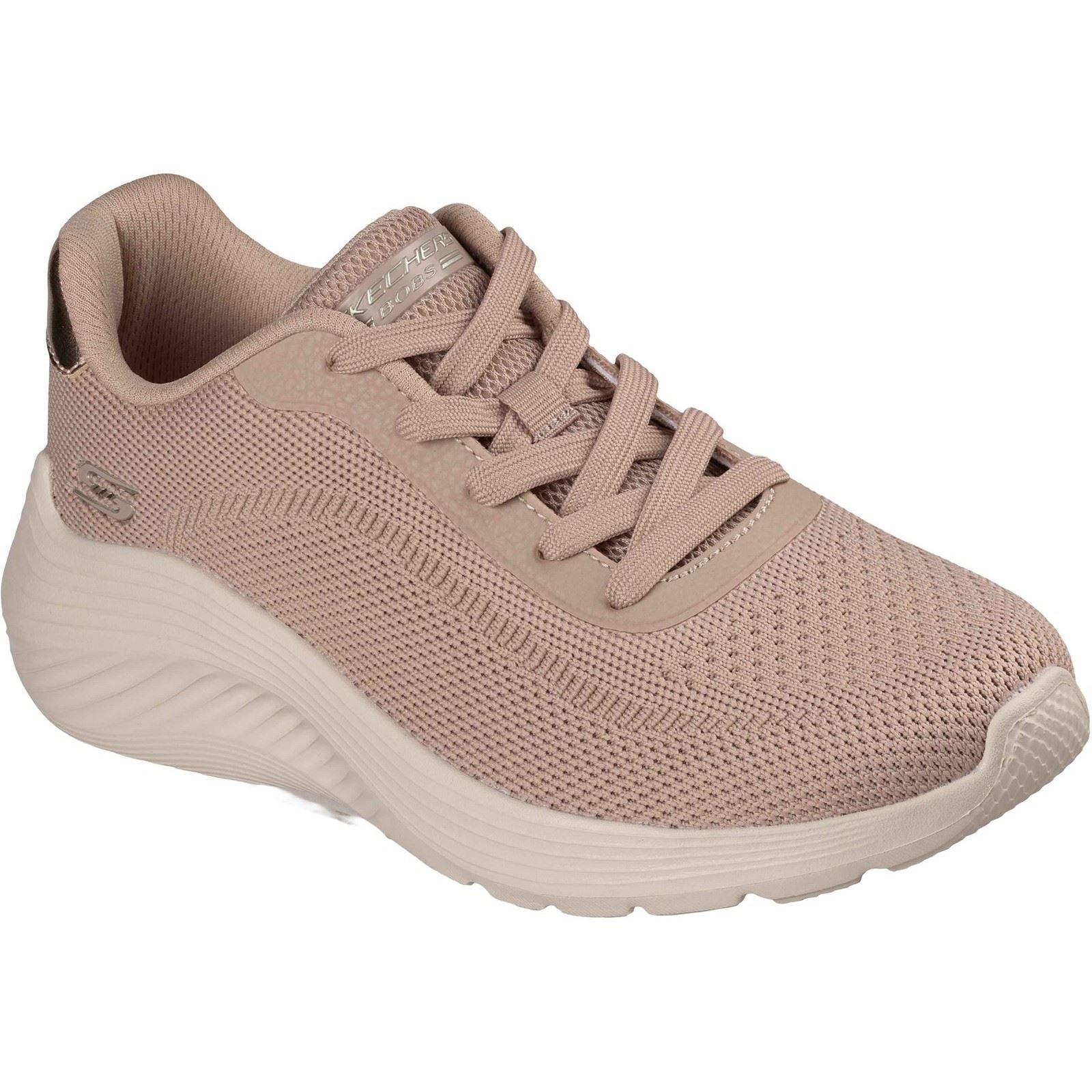 Skechers Bobs Squad Waves Current Look Baskets Taupe Pour Femmes En Textile