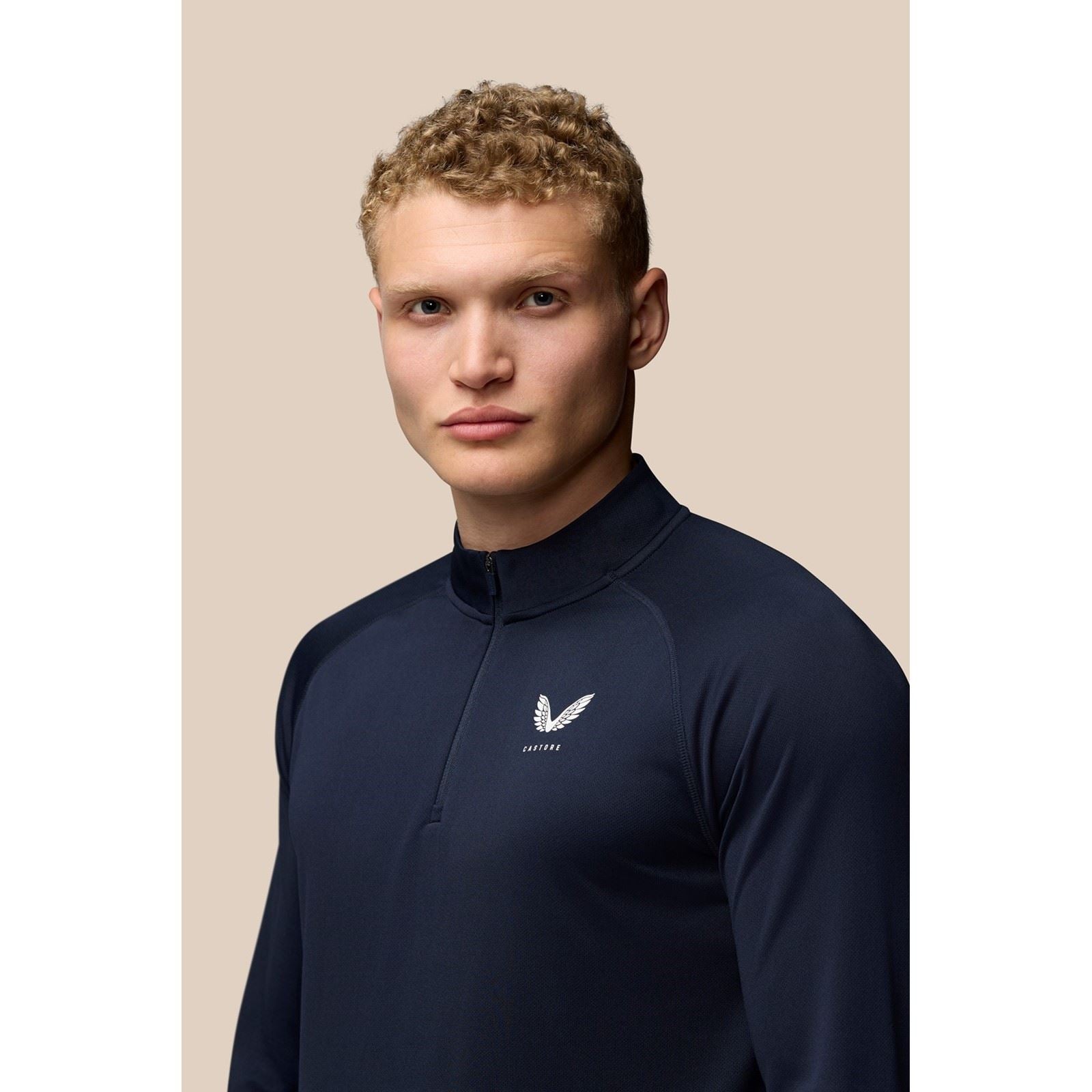 Castore Adapt Training 1/4 Zip Top T-Shirts De Sport Pour Hommes En Polyester Bleu