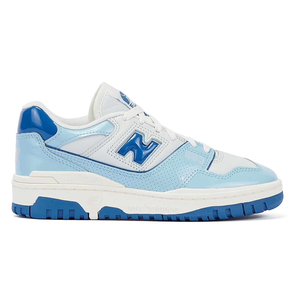 New Balance 550 Baskets Blanches/Bleues En Chrome Breveté