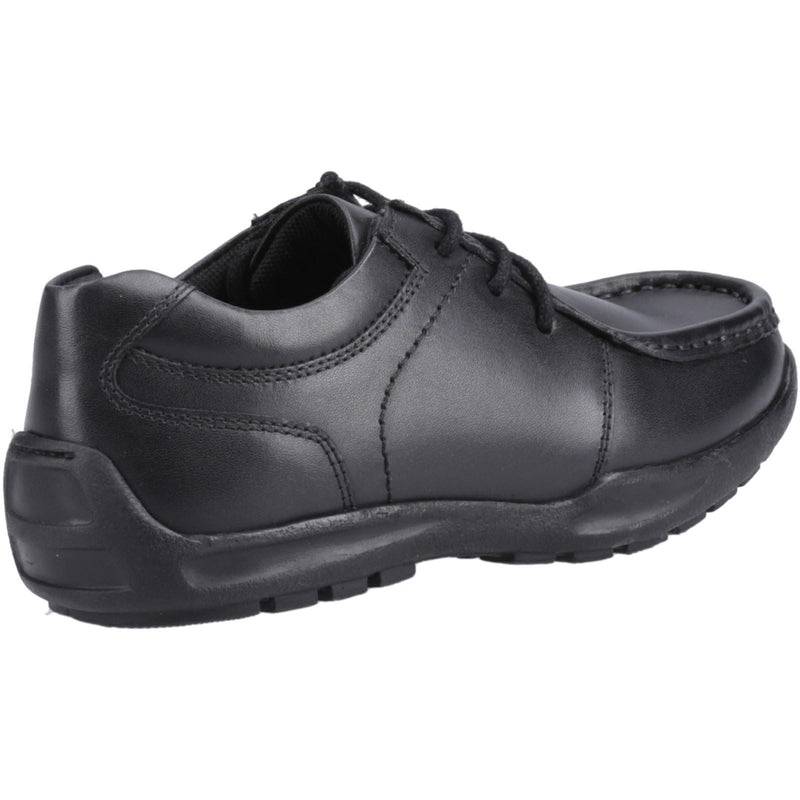 Hush Puppies Mackenzie Chaussures Noires Pour Garçons En Cuir À Lacets