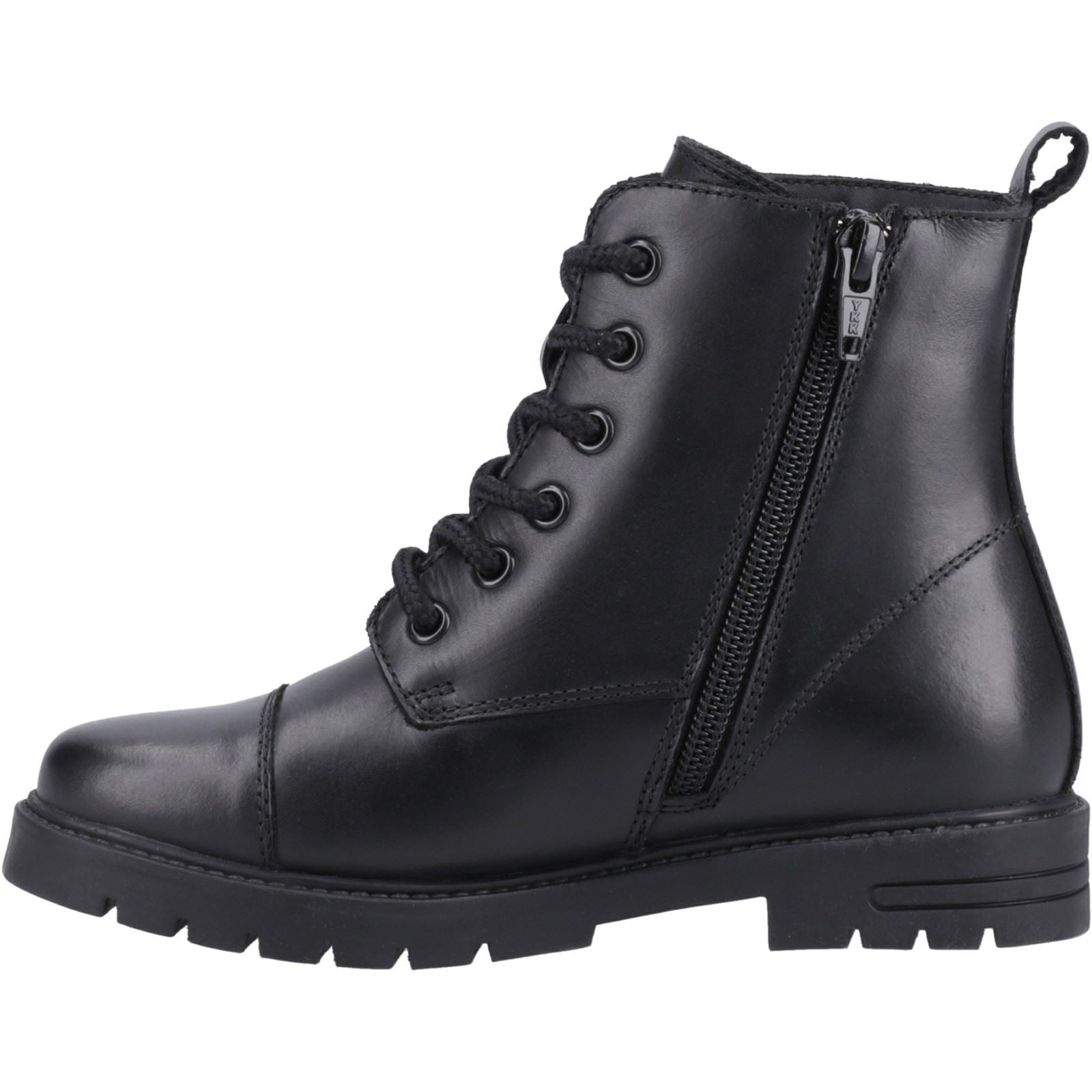 Hush Puppies Lauren Senior Chaussures Noires Pour Filles En Cuir