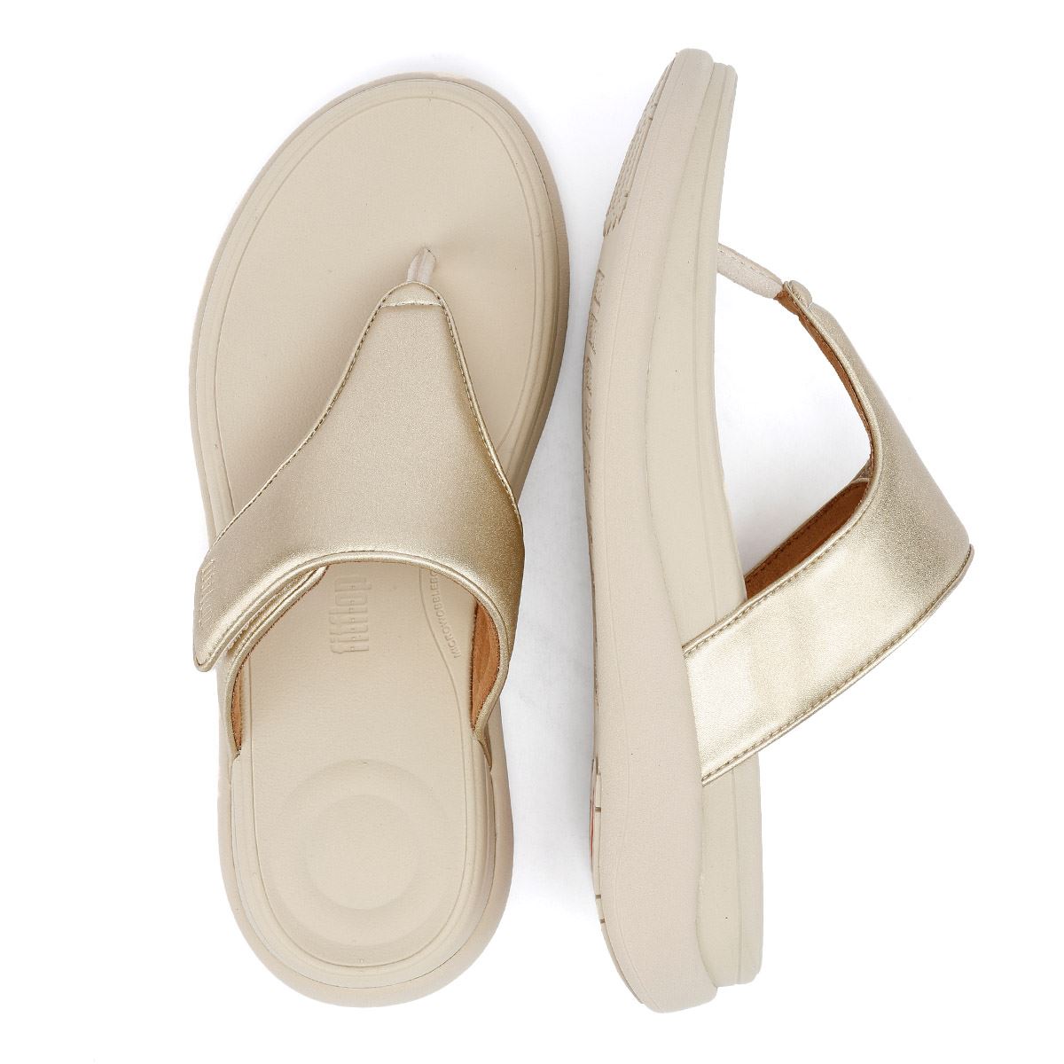 FitFlop F-Mode Go Adjustable Flatform Sandales Dorées Pour Femmes