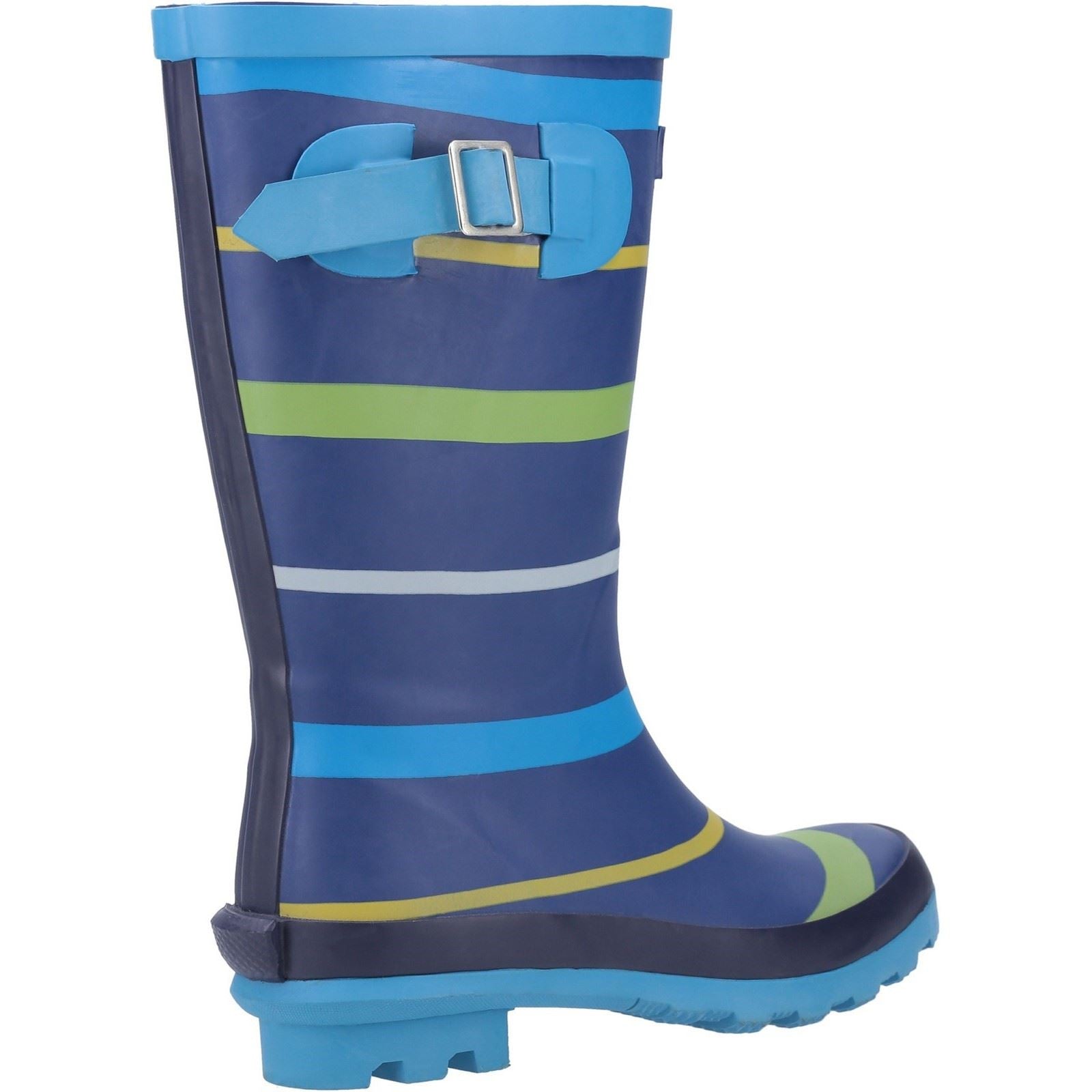 Cotswold Stripe Wellington Bottes Wellington En Caoutchouc Pour Garçons Bleues/Vertes/Jaunes
