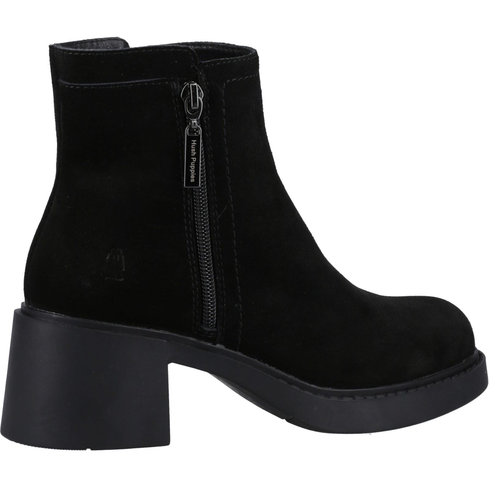 Hush Puppies Adele Femmes Suède Bottines Noires À Talons