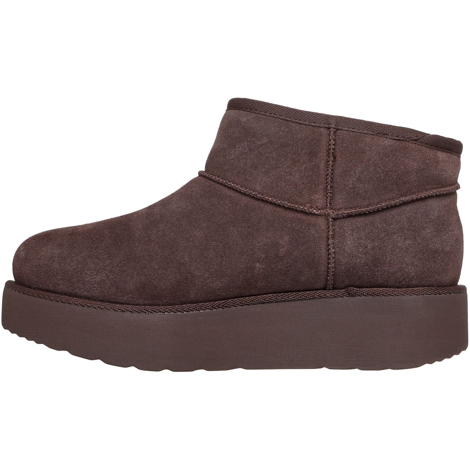 Skechers Keep Cozy Bottes De Cheville En Cuir Pour Femmes Chocolat D'Hiver